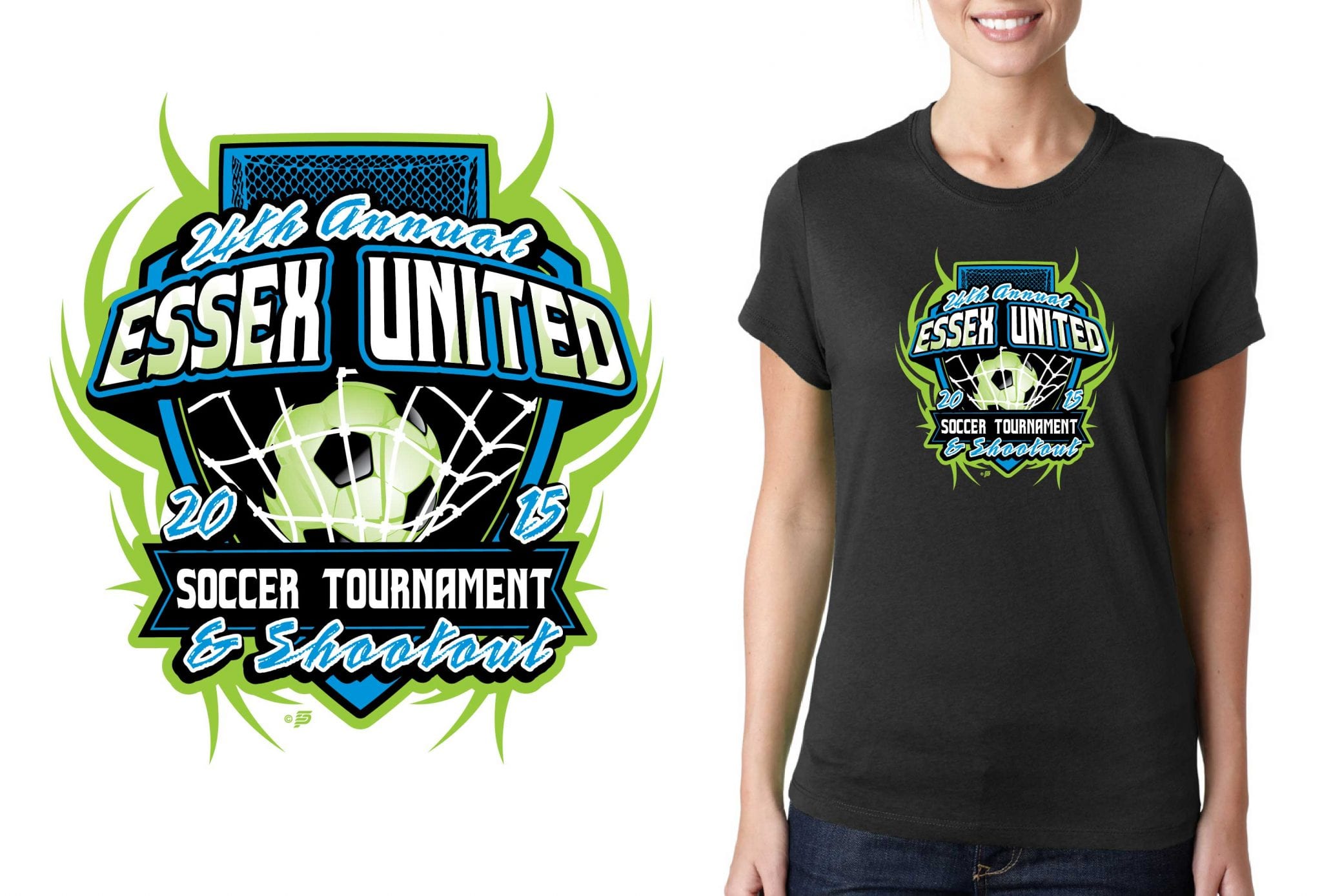 2015 24th Annual Essex United Soccer Tournament and Shootout Vector Logo design for T-Shirt