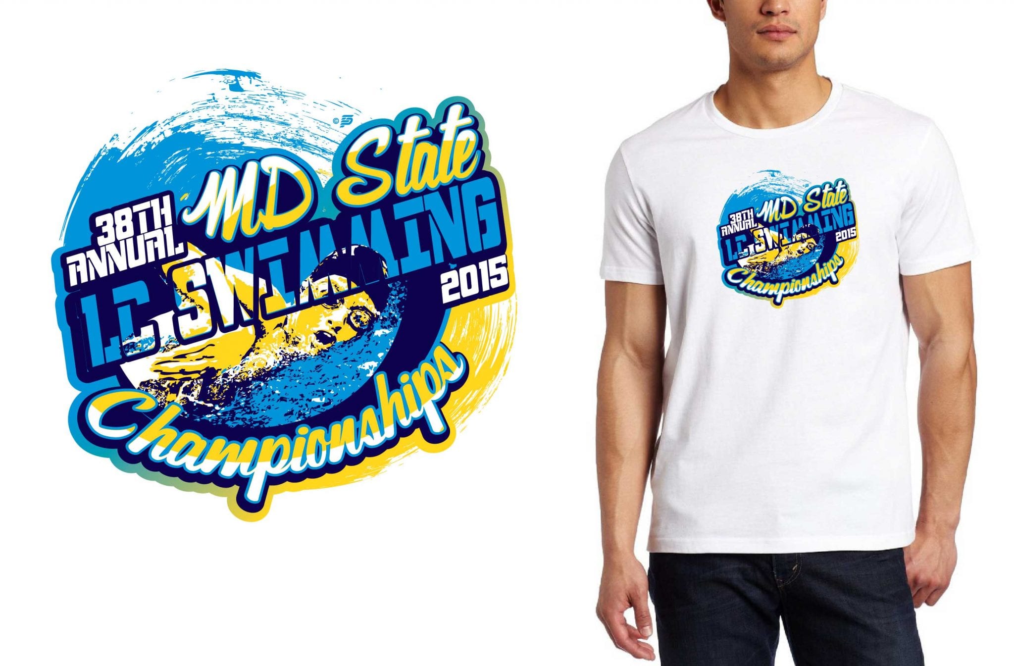 2015 38th Annual MD State LC Swimming Championships T-Shirt Vector Logo Design
