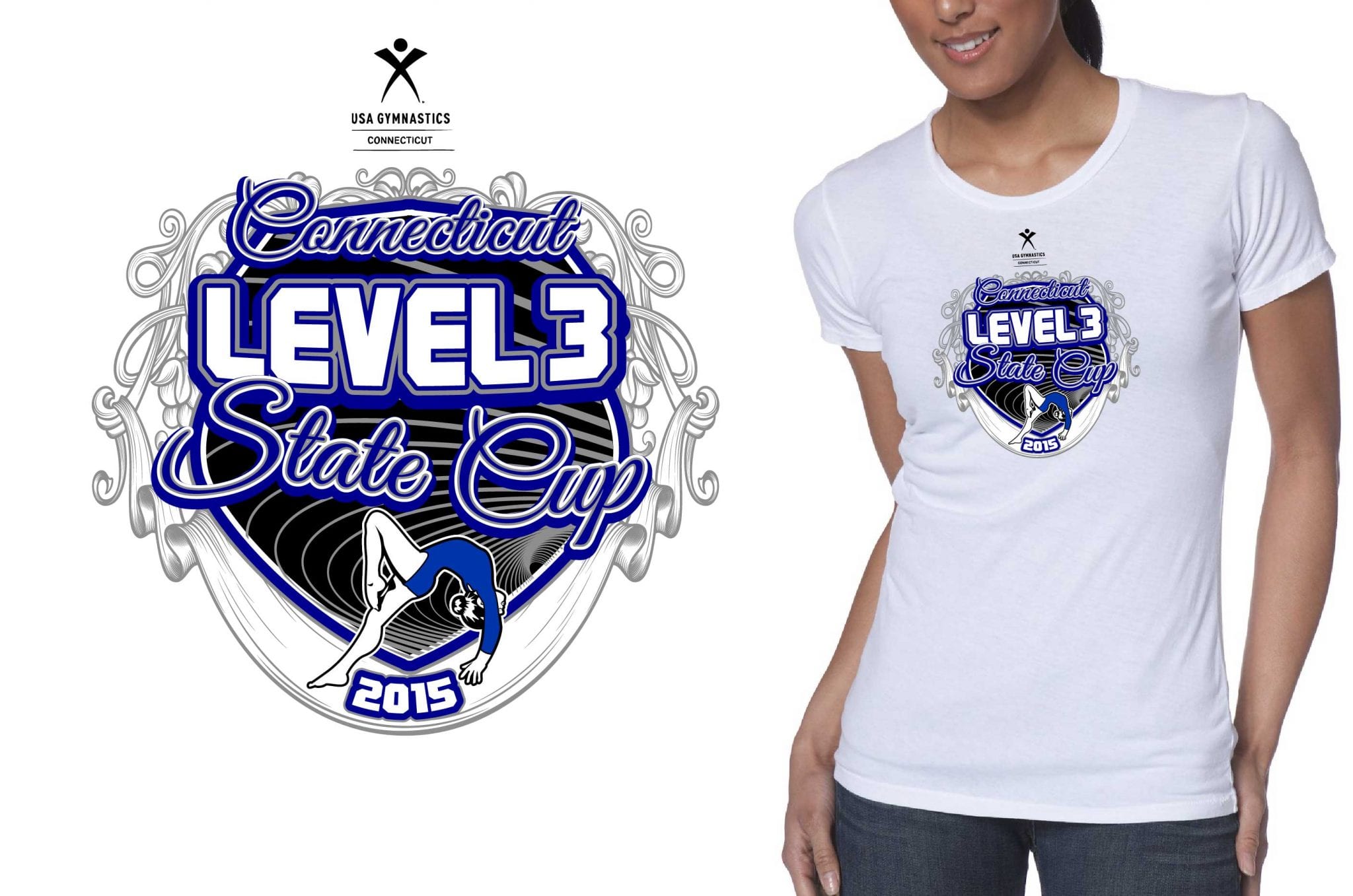 2015 CT Level 3 State Cup Girls Gymnastics Vector Tshirt Logo Design