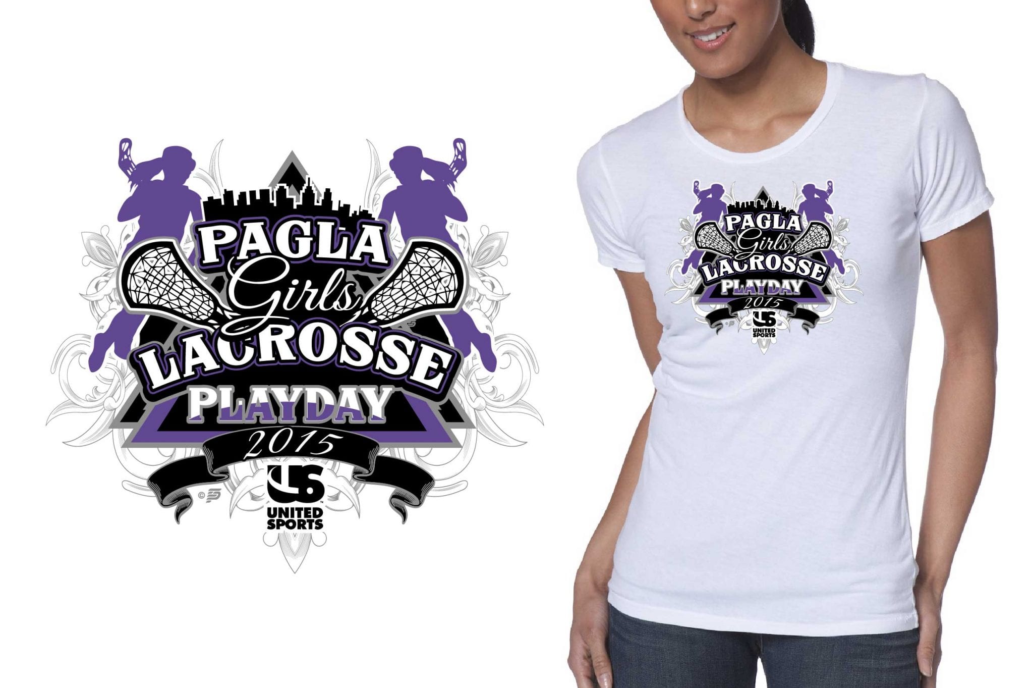 2015 PAGLA Girls Lacrosse Playday creative logo design for tshirt