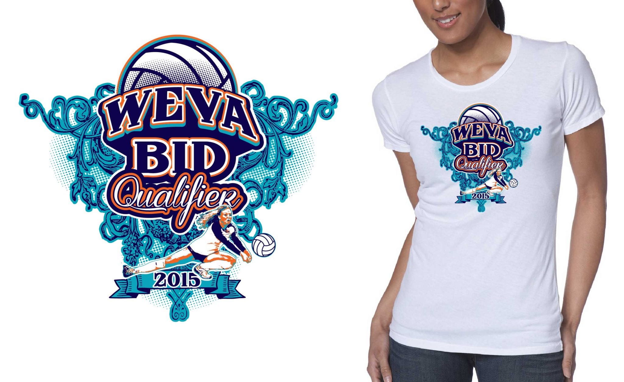 Professional Volleyball Vector Tshirt Design for 2015 WEVA Regional Championship