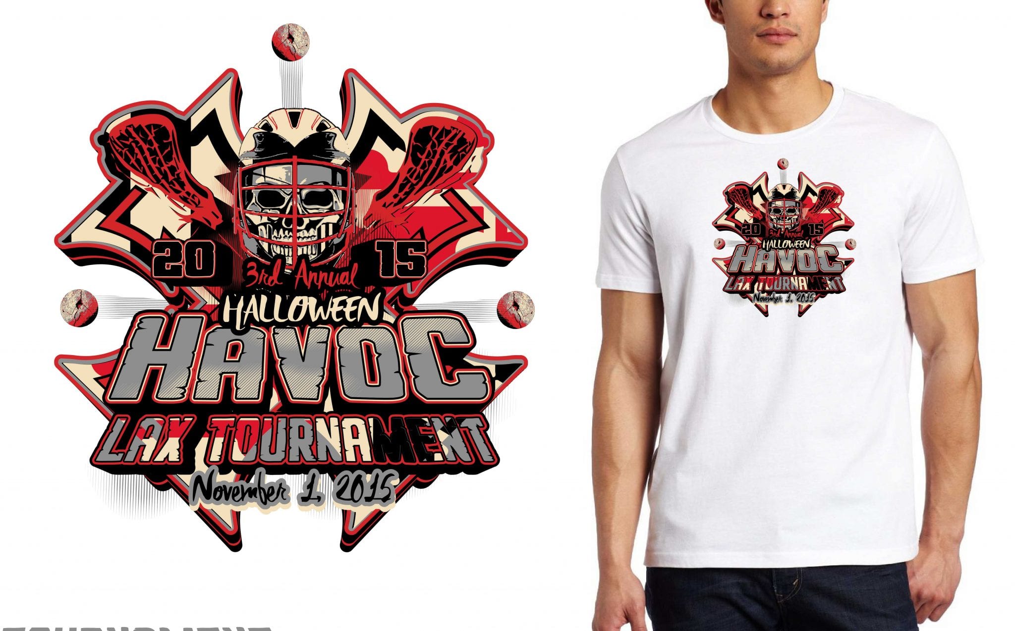 2015 MD Halloween Havoc Tournament of Champions Qualifie tshirt hockey logo design