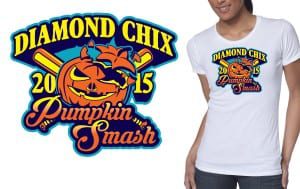 Diamond Chix Pumpkin Smash crazy tshirt logo design