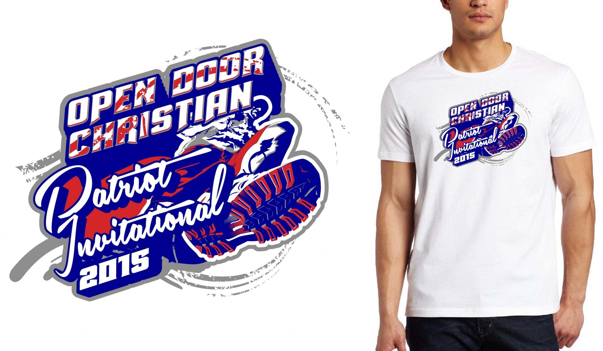 Open Door Christian 28th Annual Invitational track and field cool tshirt logo design