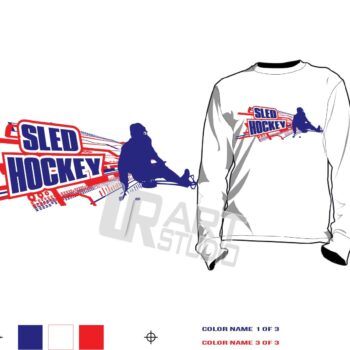 SLED HOCKEY tshirt vector design 3 colors separated for print layered