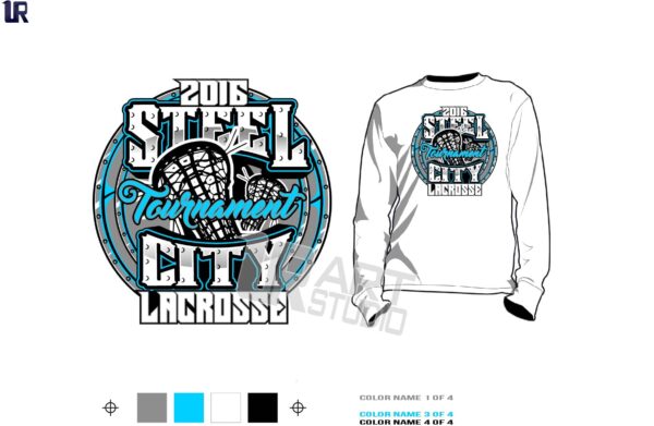 Download lacrosse tshirt vector design, layered, four spot colors, color separated by UrArtStudio