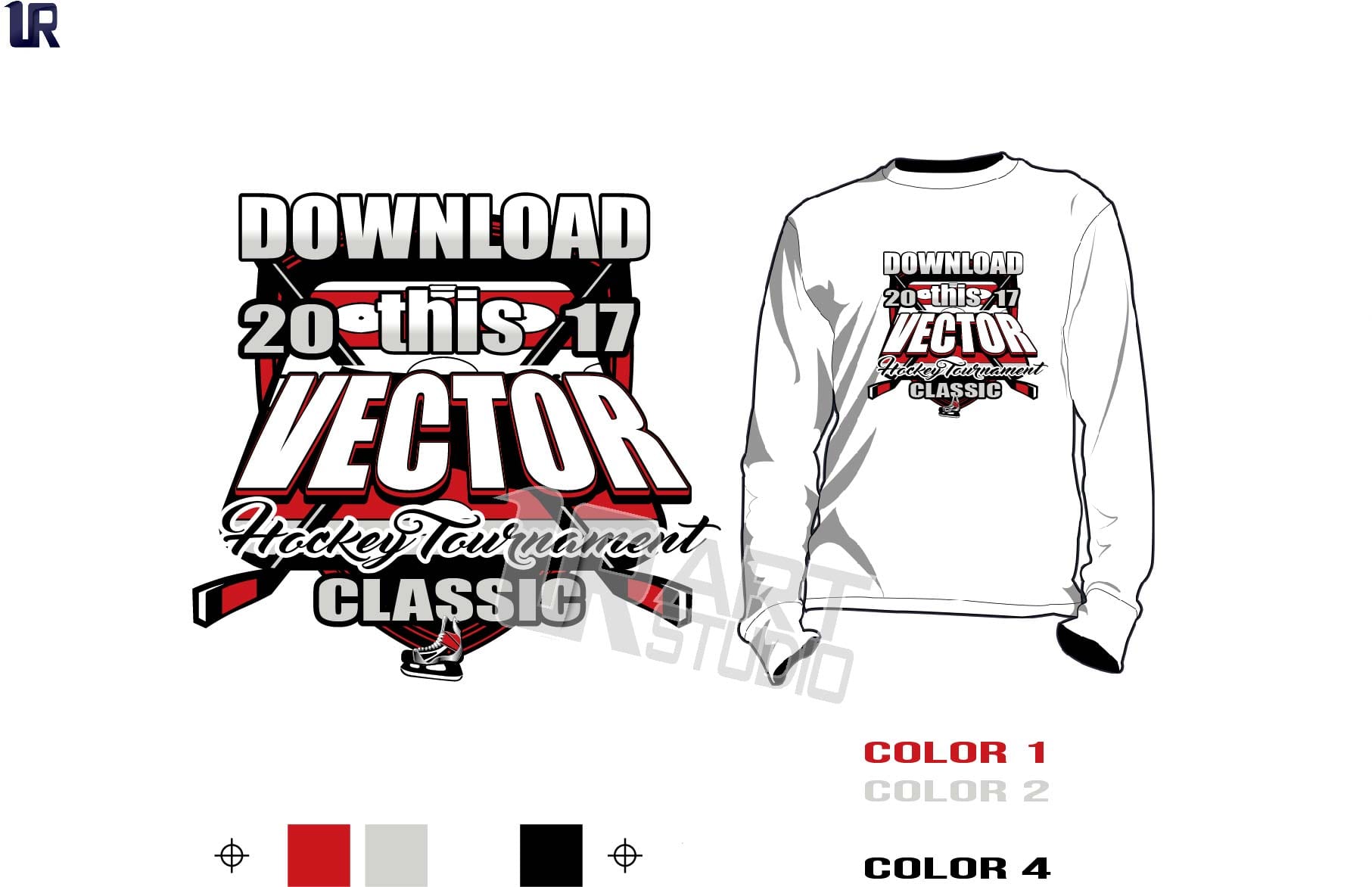 Hockey tshirt vector design, 4 colors, color separated