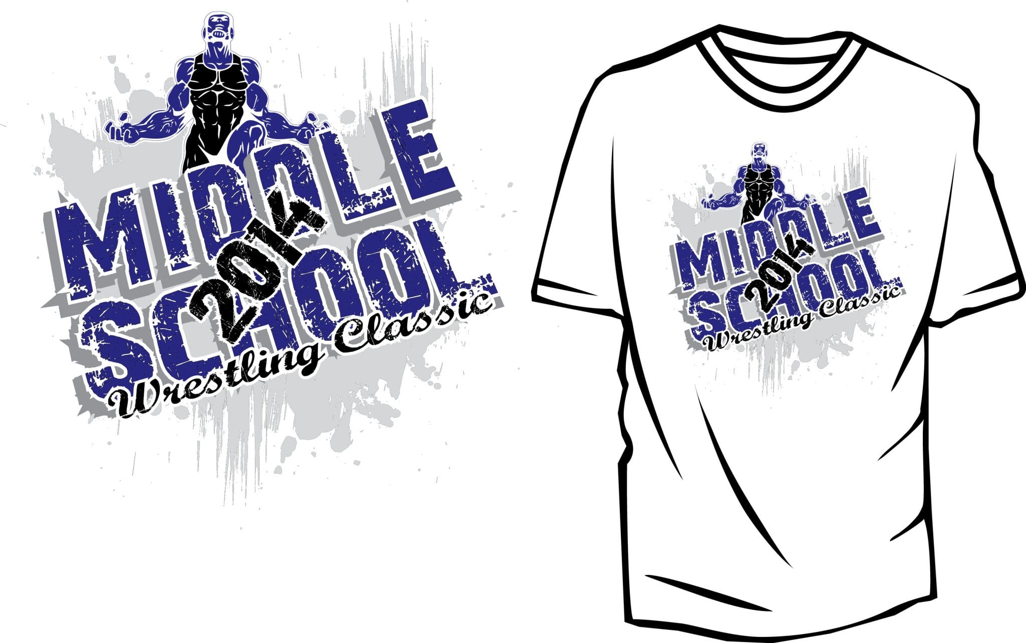 TSHIRT VECTOR LOGO DESIGN3 COLOR FOR 2014 Middle School Wrestling Classic print ready