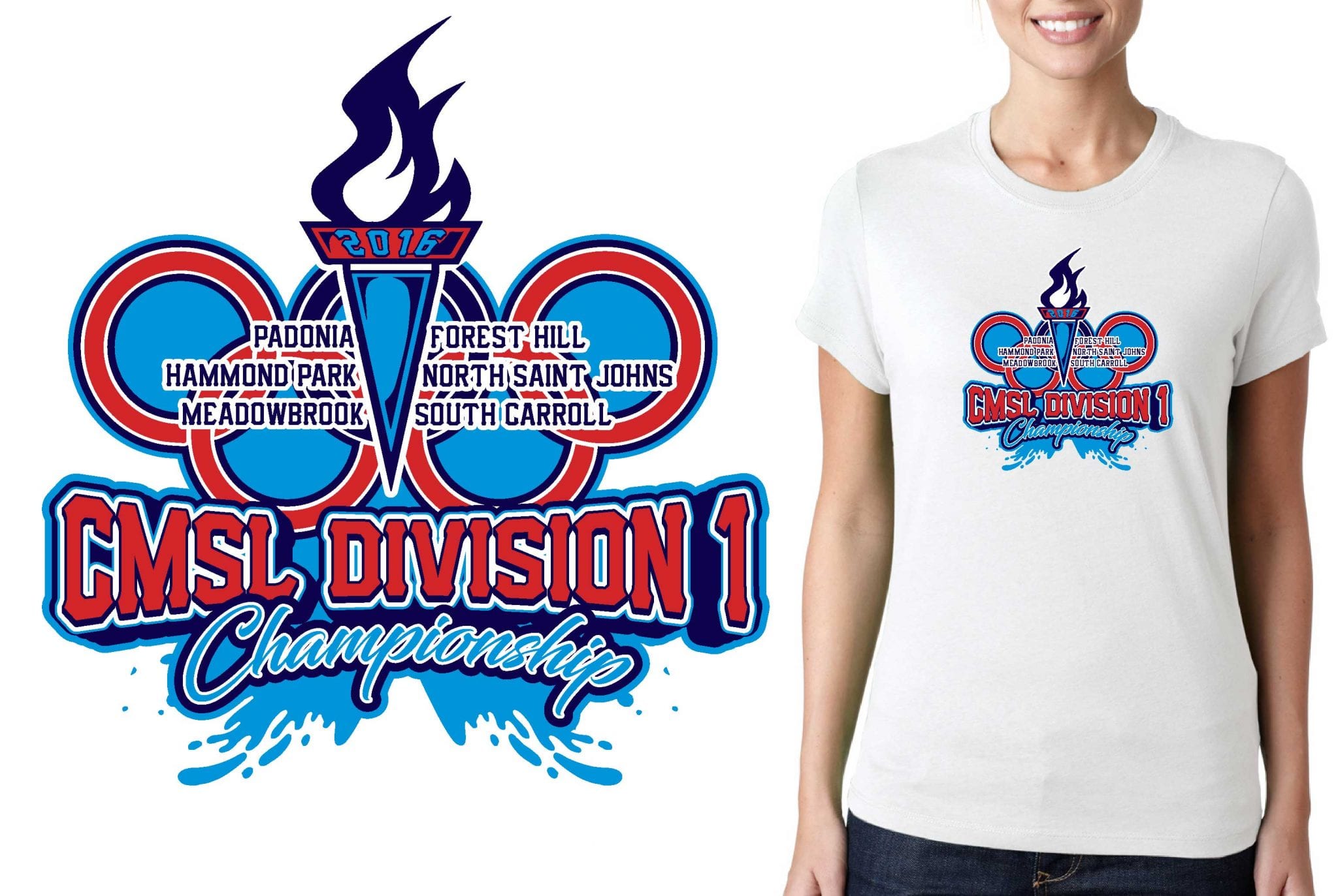 PRINT VECTOR DESIGN FOR 7 30 16 CMSL Division 1 Championship SWIMMING EVENT