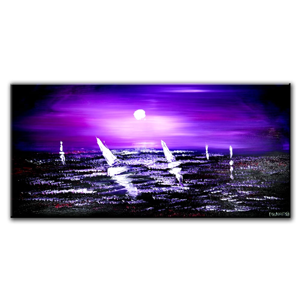 PAINTING - SEASCAPE - SAIL BOATS - NIGHT SKY - OCEAN - WAVES - PAINTING TECHNIQUES BY DRANITSIN