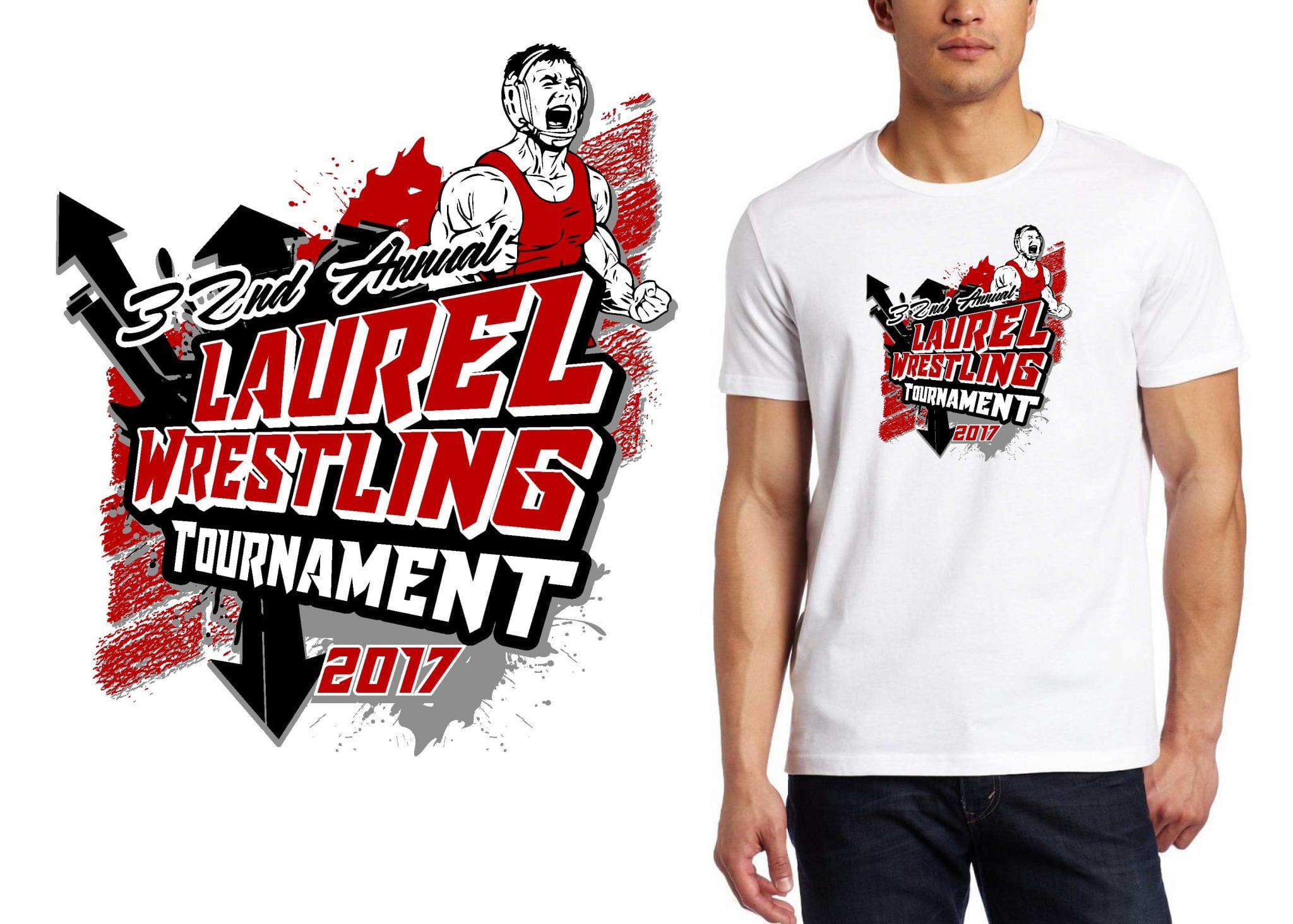 2017 31st Annual Laurel Wrestling Tournament vector logo design for t-shirt UrArtStudio