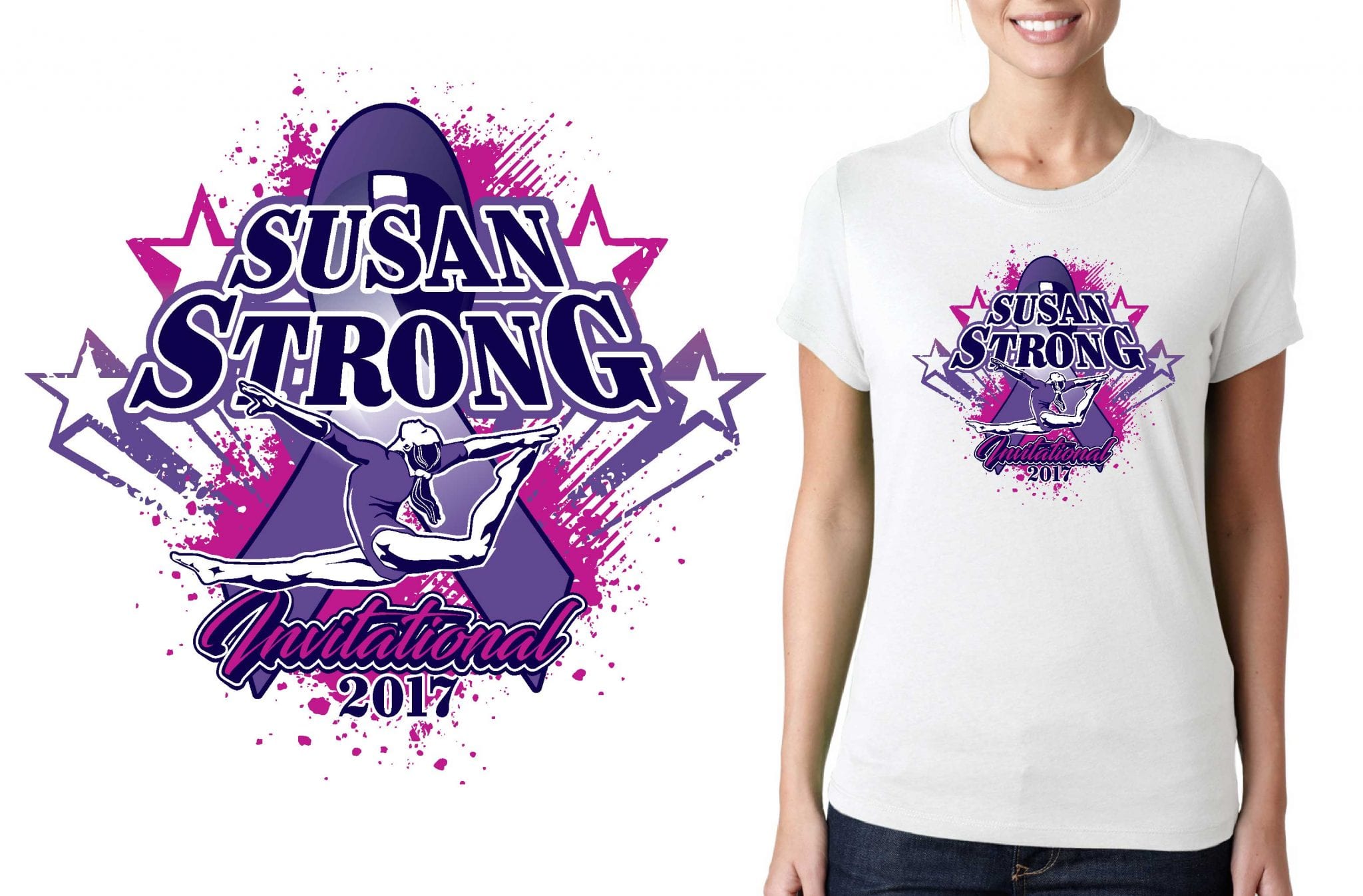 2017 Susan Strong Invitational vector logo design for gymnastics t-shirt UrArtStudio