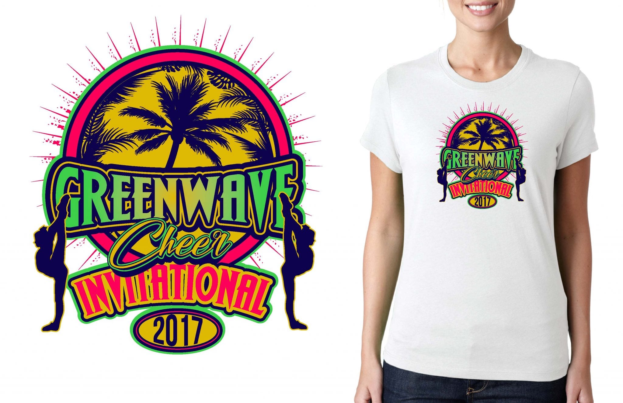 CHEER LOGO for Greenwave Invitational for T-SHIRT UrArtStudio