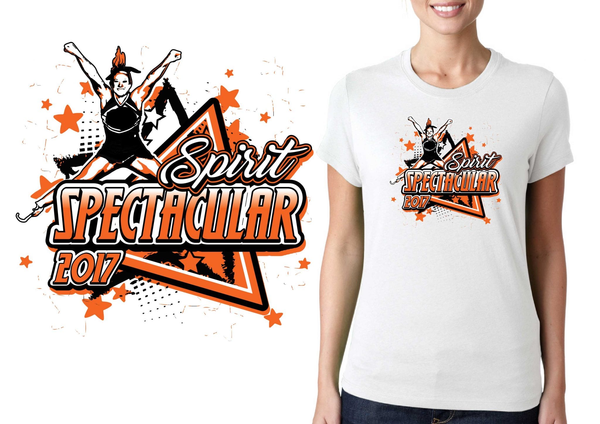 FRONT 2017 Spirit Spectacular vector logo design for cheer t-shirt UrArtStudio