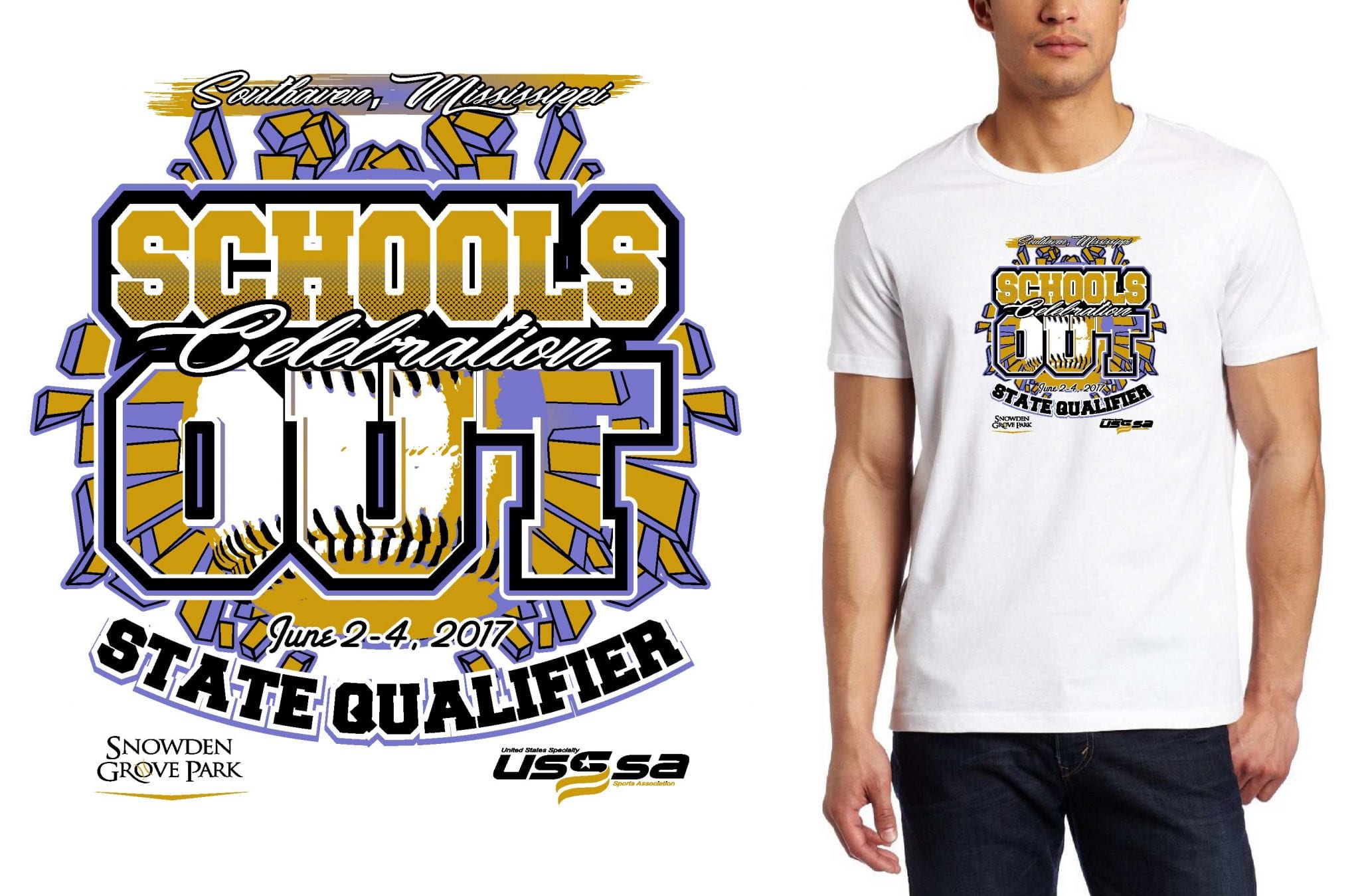 BASEBALL TSHIRT LOGO DESIGN southaven-shootout-schools-out-celebration UrArtStudio