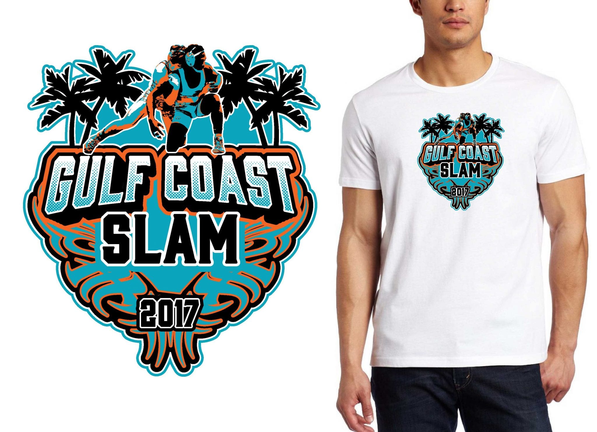 2017 Gulf Coast Slam vector logo design for wrestling t-shirt UrArtStudio