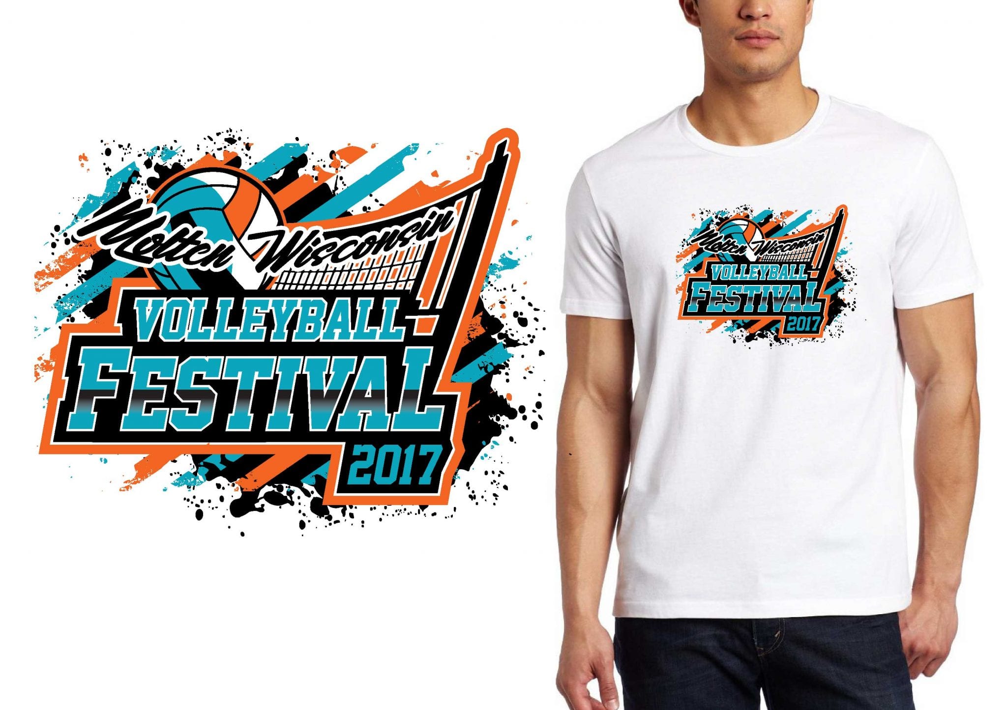 2017 Molten Wisconsin Volleyball Festival vector logo design for t-shirt UrArtStudio
