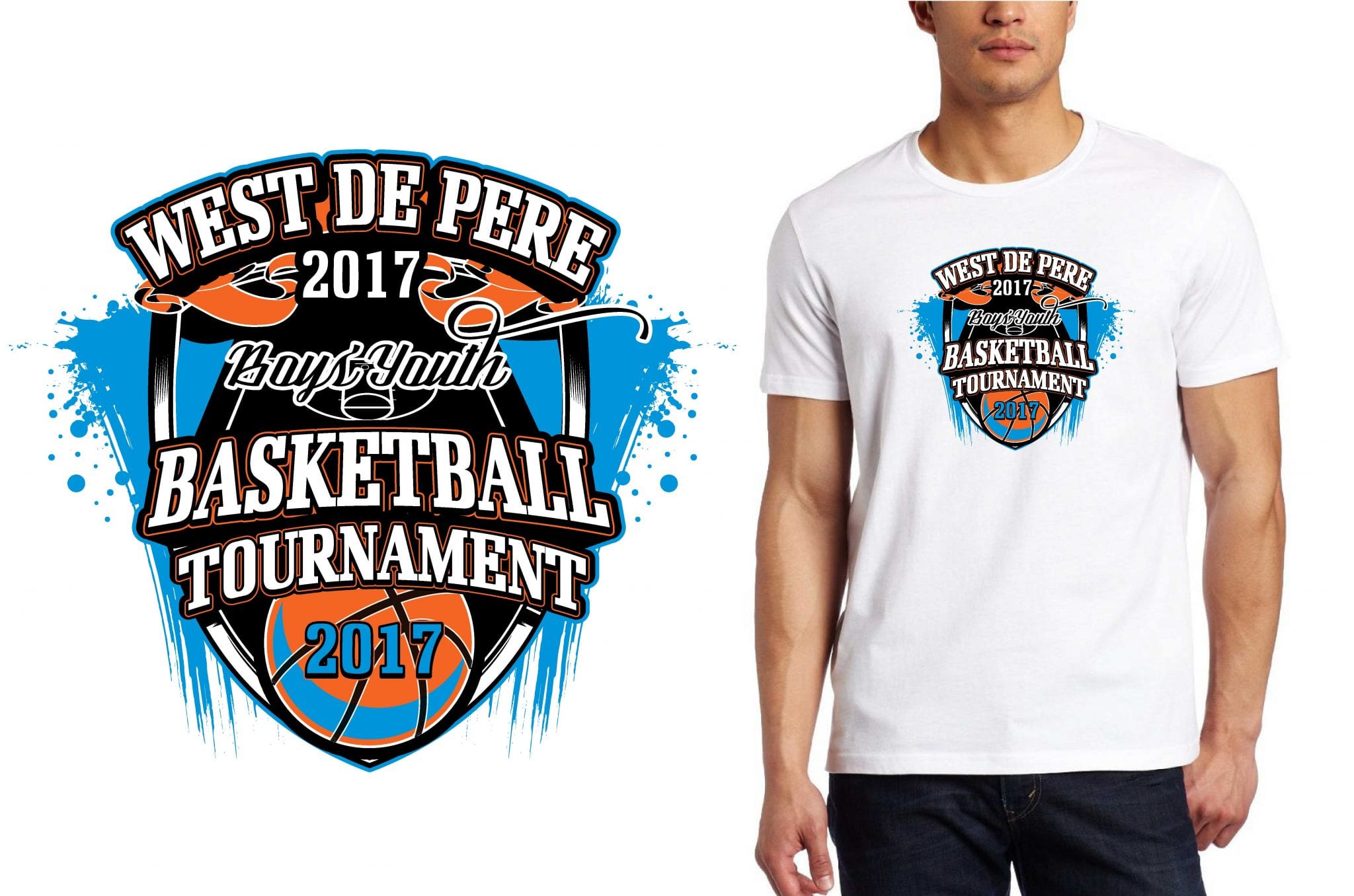 BASKETBALL LOGO for West-De-Pere-Boys-Youth-Basketball-Tournament T-SHIRT UrArtStudio