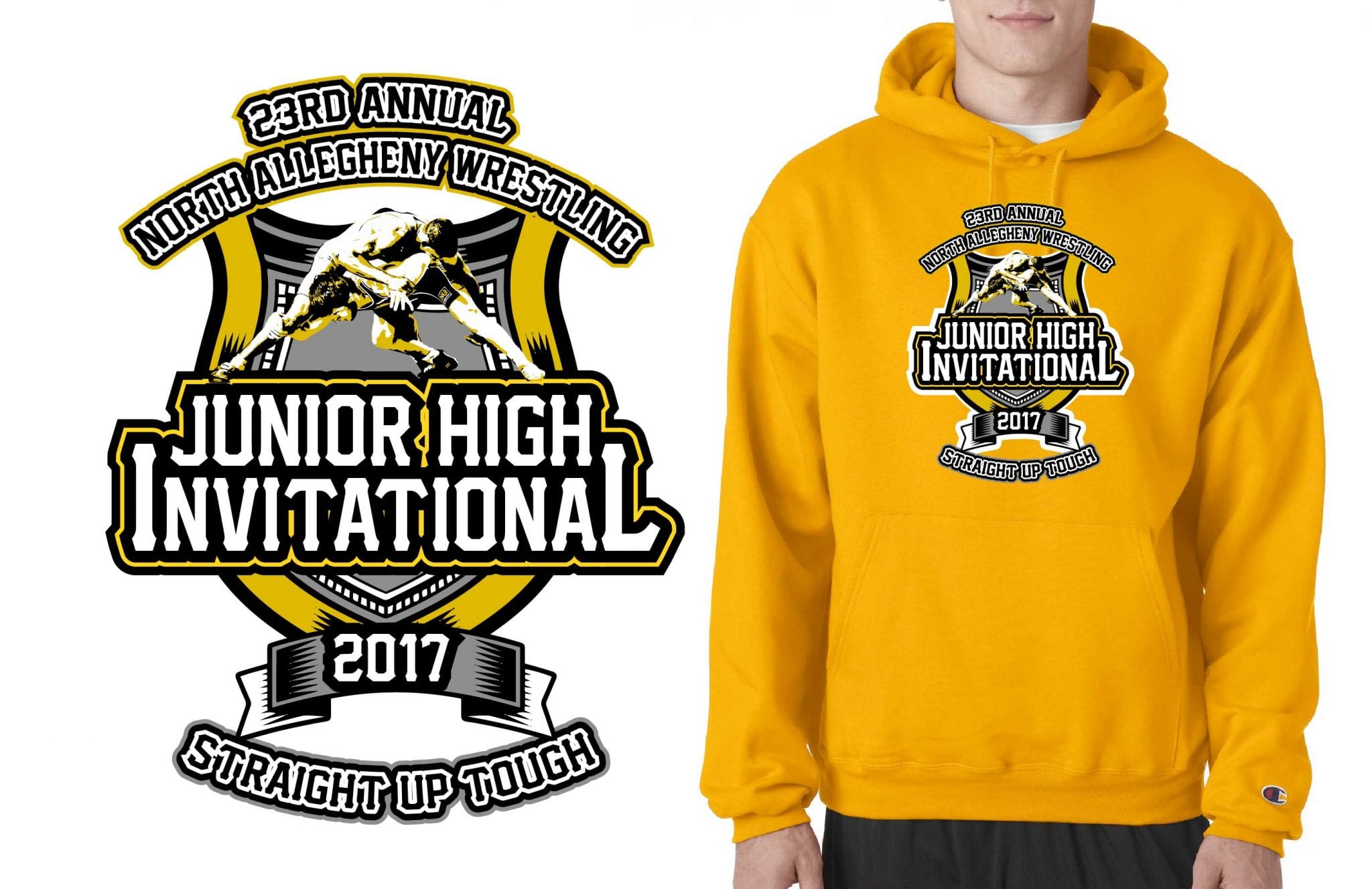 2017 23nd Annual NA Junior High School vector logo design for wrestling t-shirt UrArtStudio
