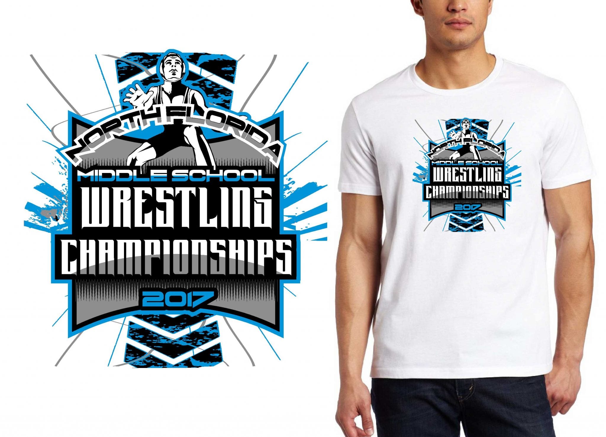 2017 North Florida MS Wrestling Championships vector logo design for wrestling t-shirt UrArtStudio