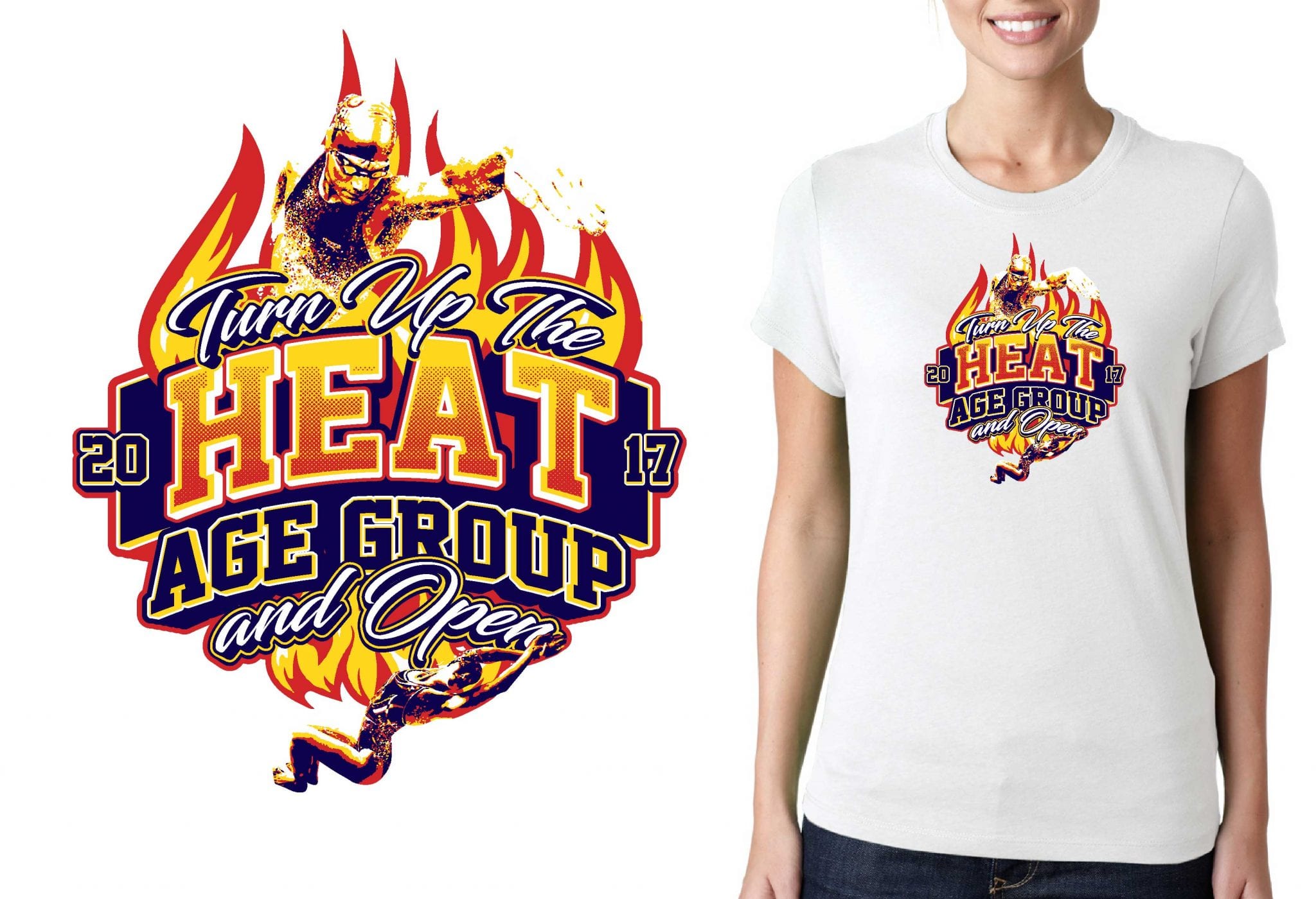 2017 Turn Up The Heat Vector Logo Design For T Shirt Swimming