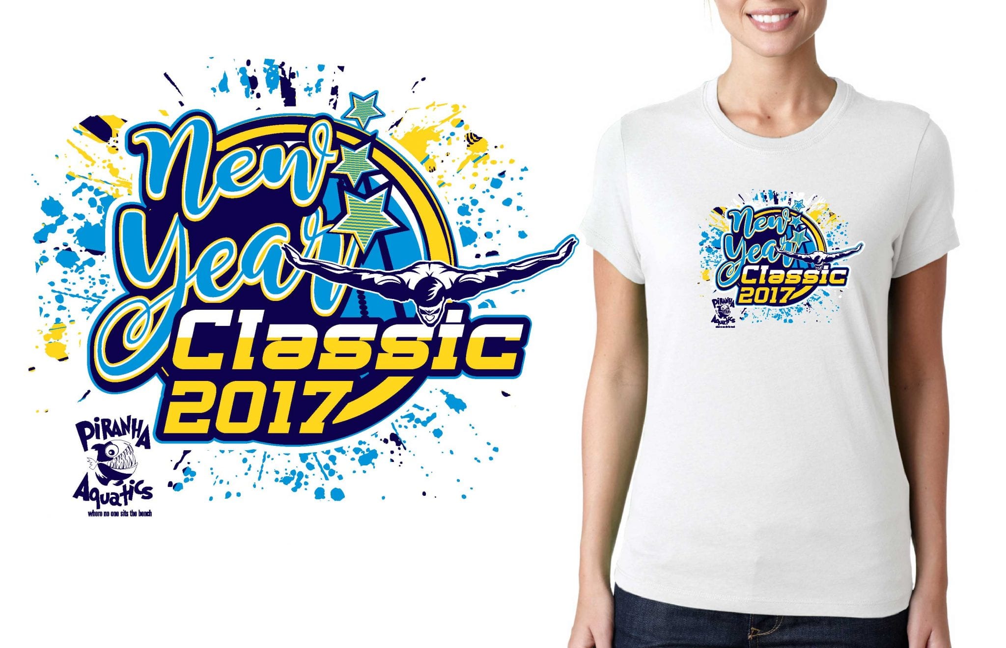 2017 New Year Classic vector logo design for swimming t-shirt UrArtStudio