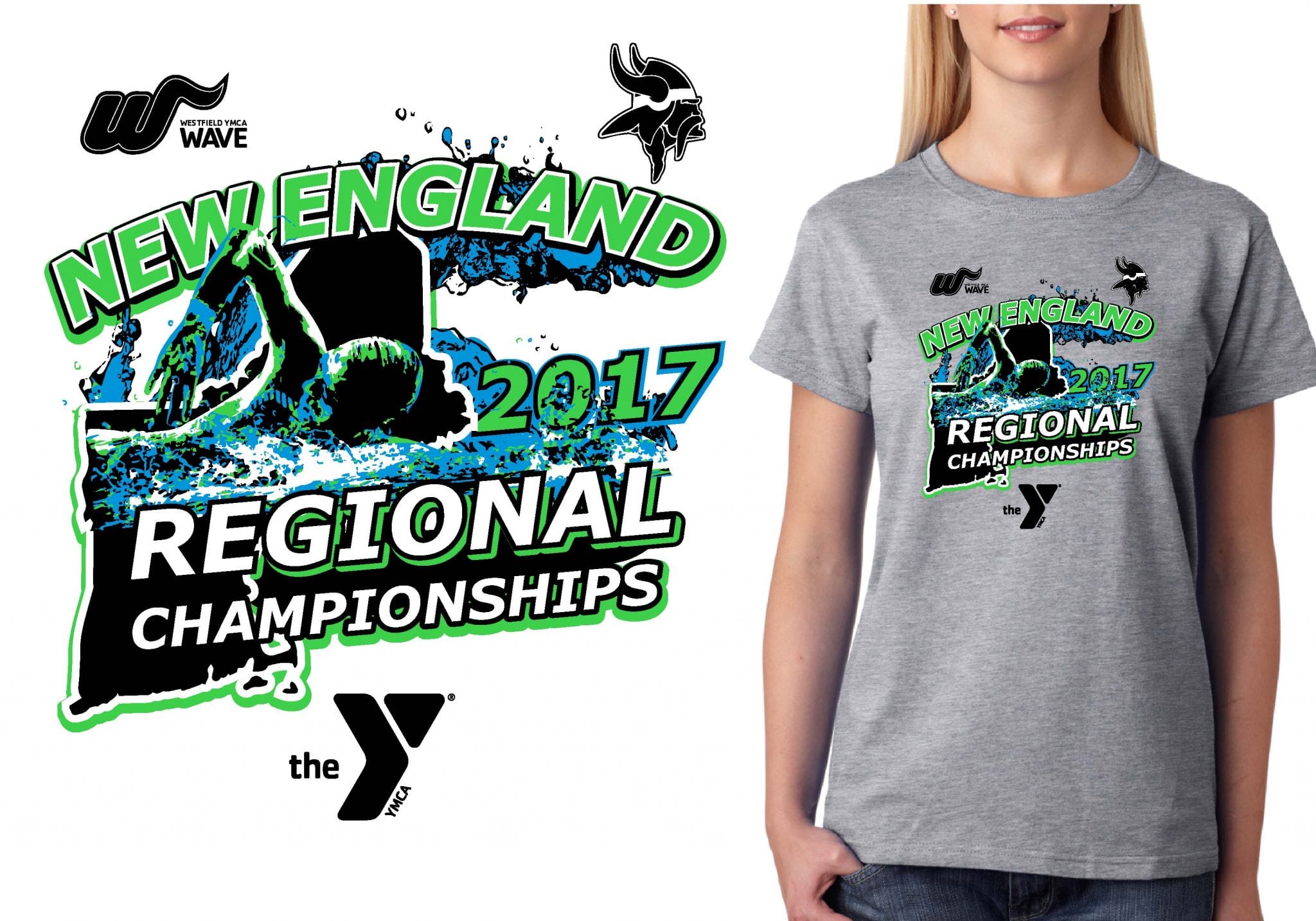 SWIMMING T SHIRT LOGO DESIGN New-England-Regional-Championships BY UrArtStudio