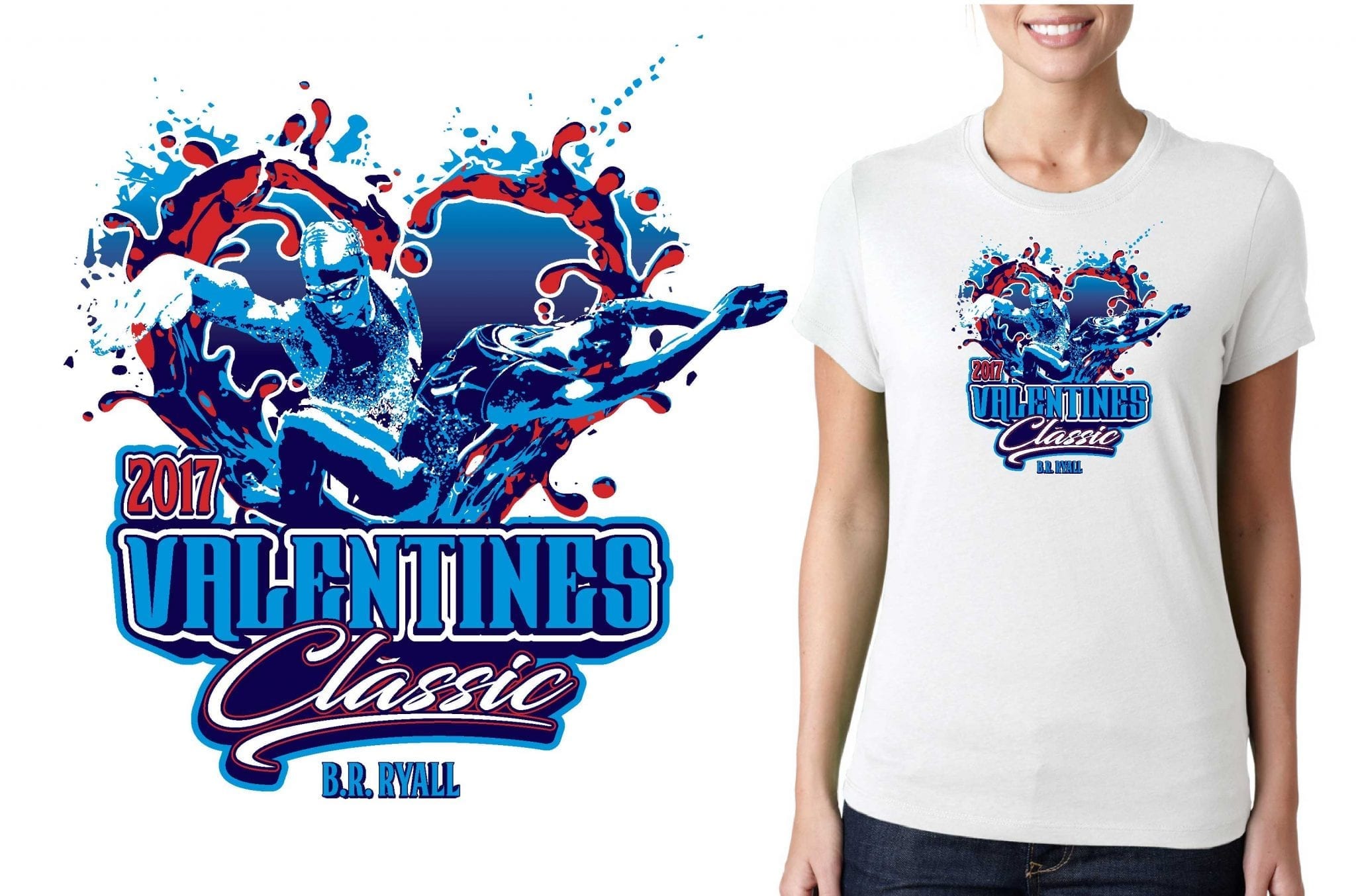 SWIMMING LOGO for alentines-Classic T-SHIRT UrArtStudio