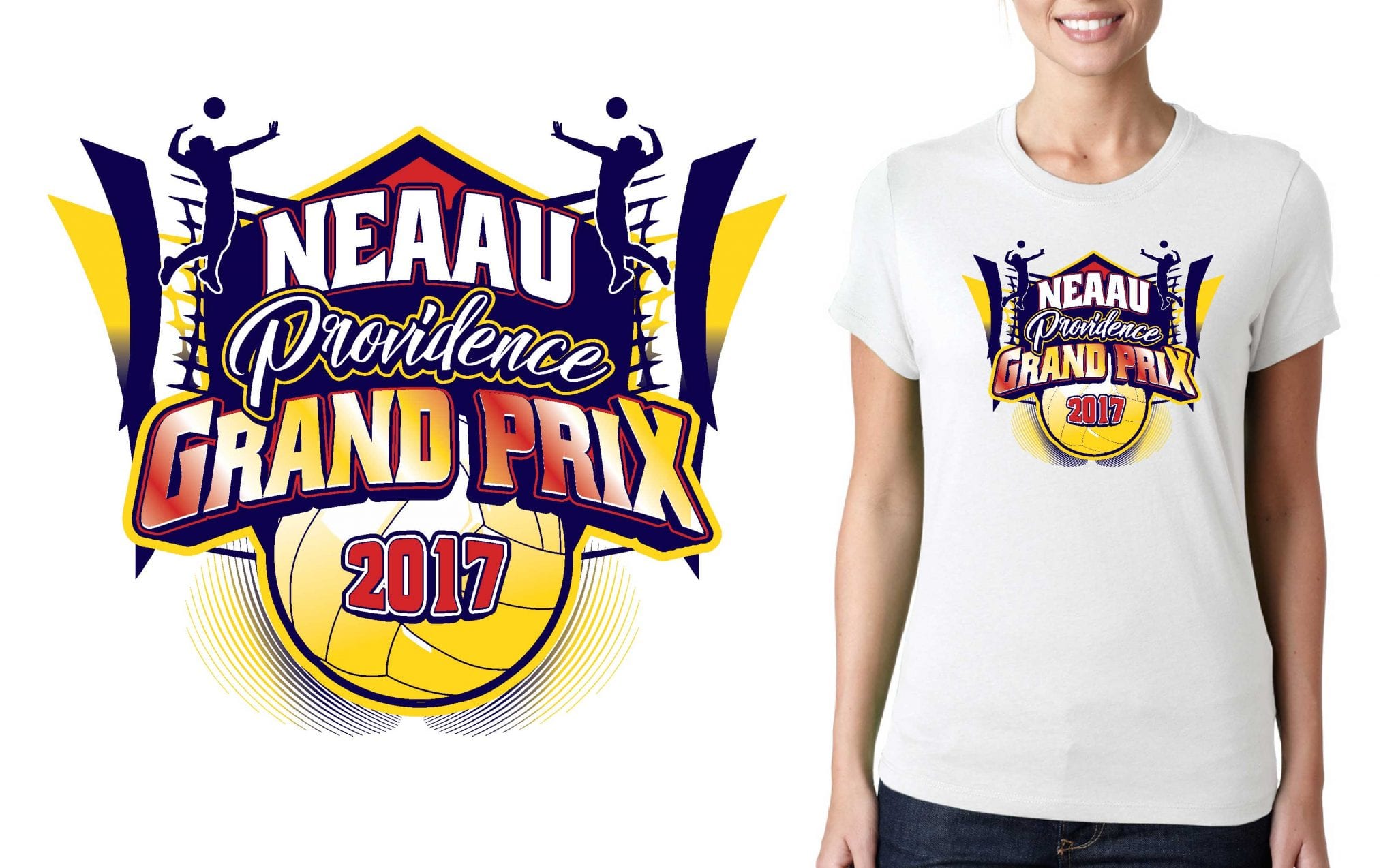 VOLLEYBALL T SHIRT LOGO DESIGN NEAAU-Providence-Grand-Prix BY UrArtStudio