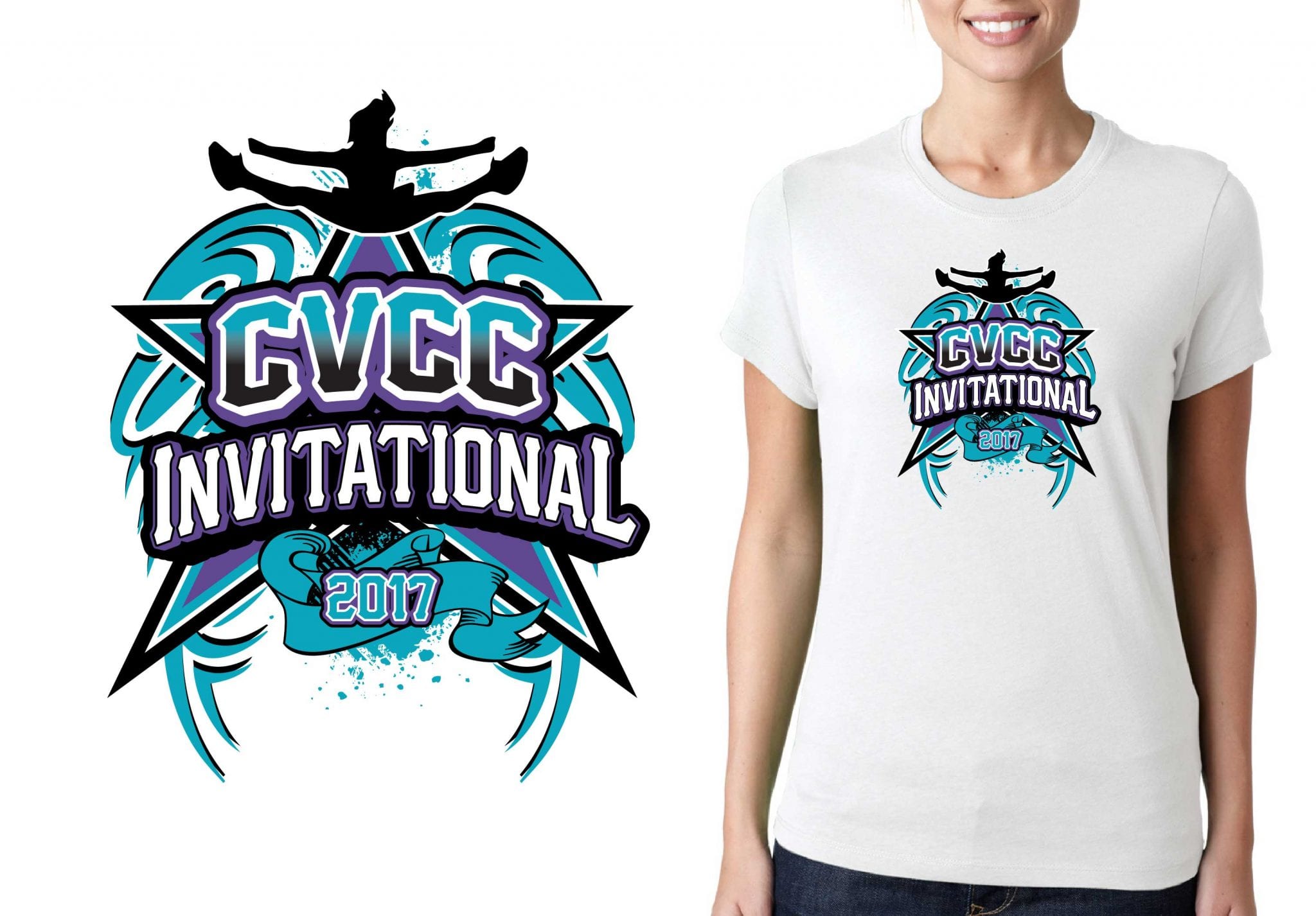 2017 CVCC Invitational vector logo design for cheer t-shirt UrArtStudio