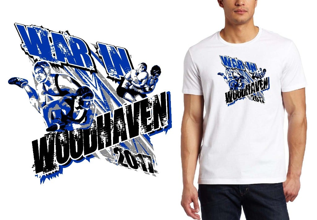 WRESTLING T SHIRT LOGO DESIGN War-In-Woodhaven BY UrArtStudio