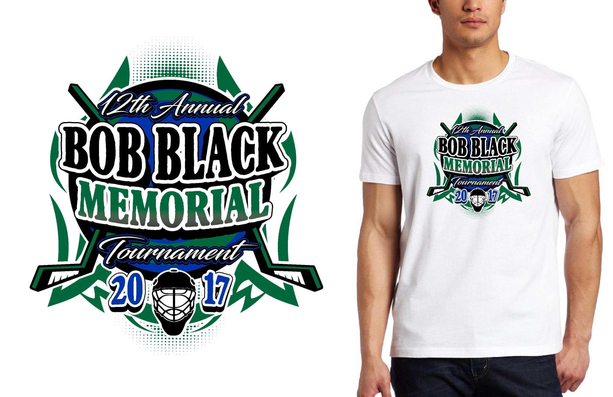 HOCKEY LOGO for 12th Annual Bob Black Memorial Tournament T-SHIRT UrArtStudio