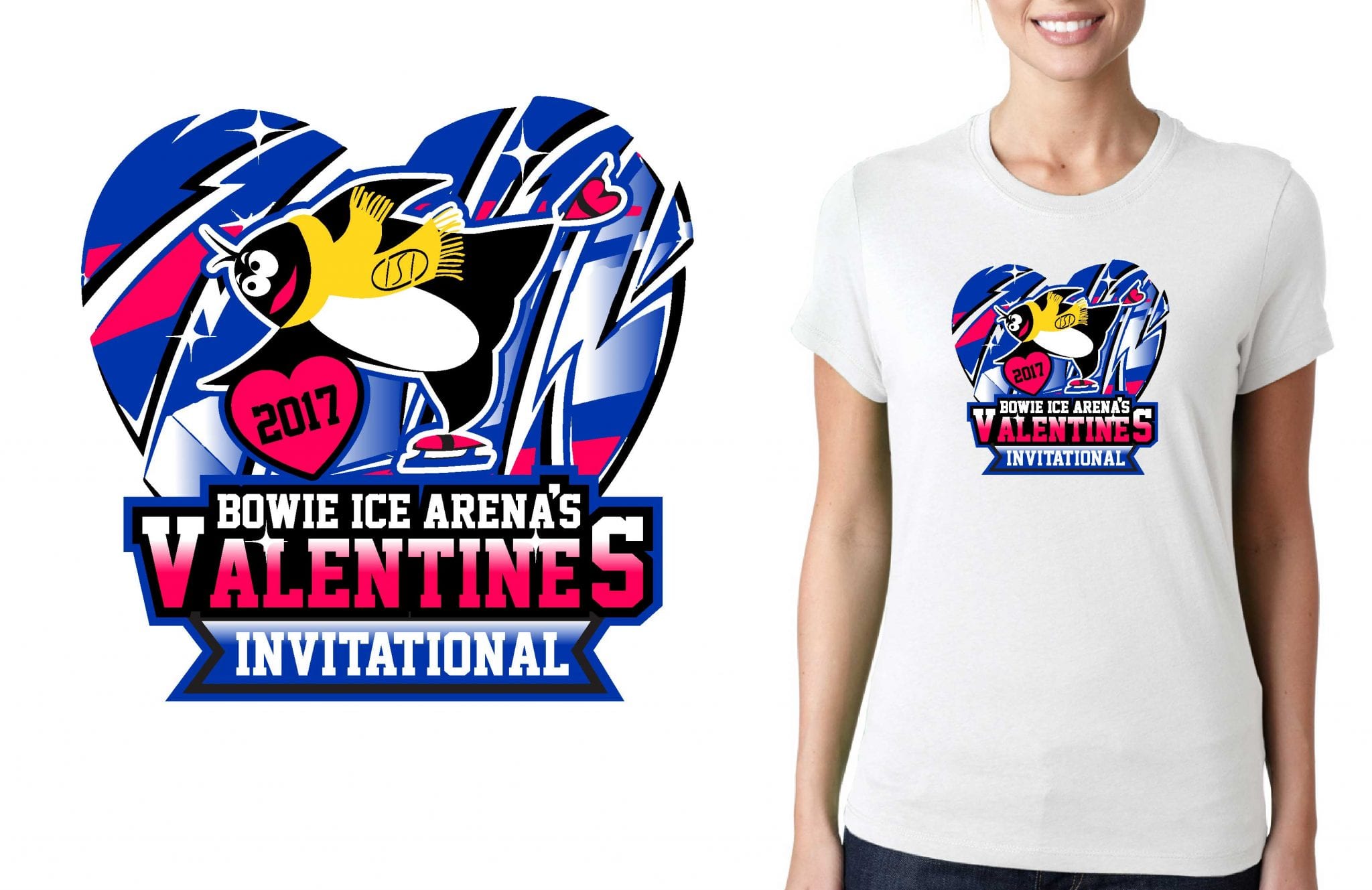 FIGURE SKATING T SHIRT LOGO DESIGN Bowie-Ice-Arenas-Valentines-INVITATIONAL BY UrArtStudio