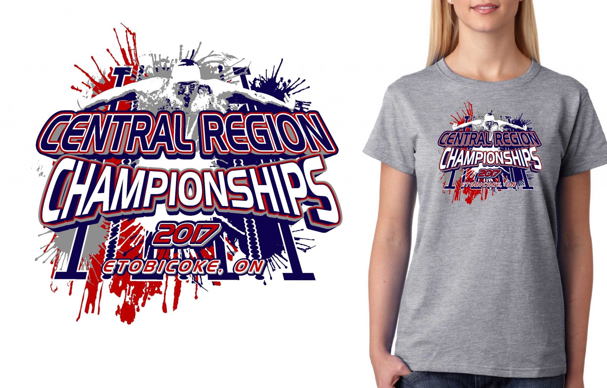 2017 Central Region B Championships vector logo design for swimming t-shirt UrArtStudio