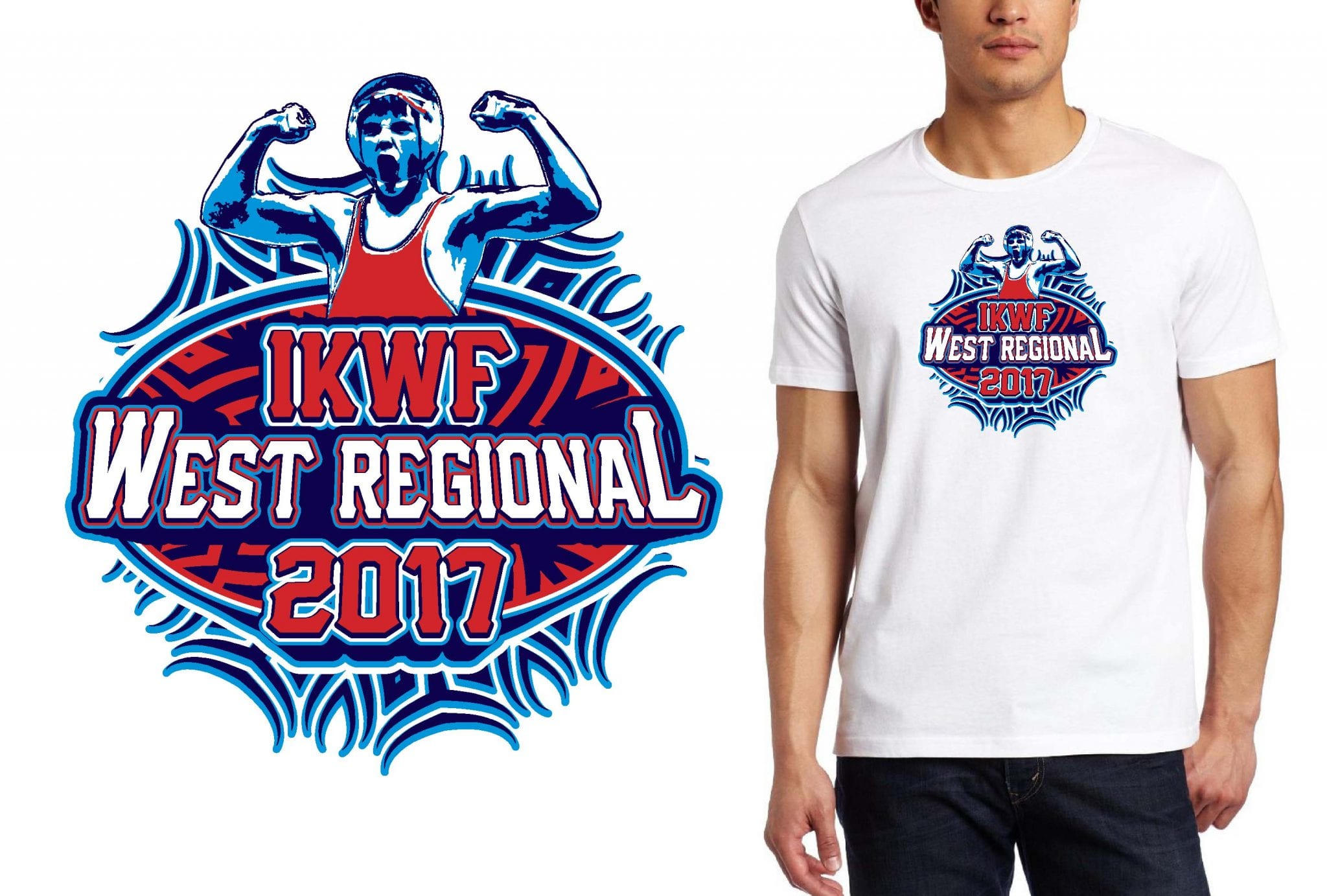 WRESTLING T SHIRT LOGO DESIGN IKWF-West-Regional BY UrArtStudio