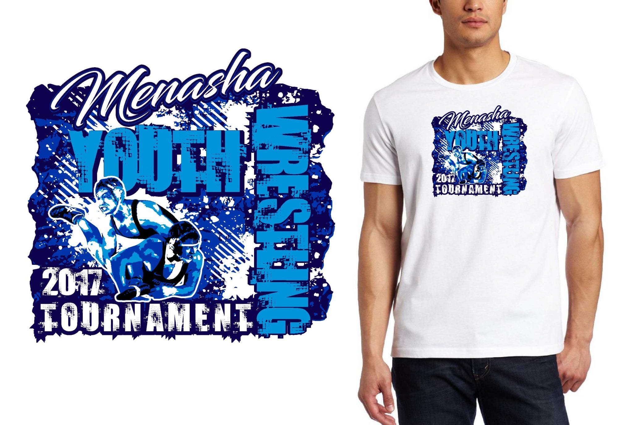 WRESTLING LOGO for Menasha-Youth-Wrestling-Tournament T-SHIRT UrArtStudio