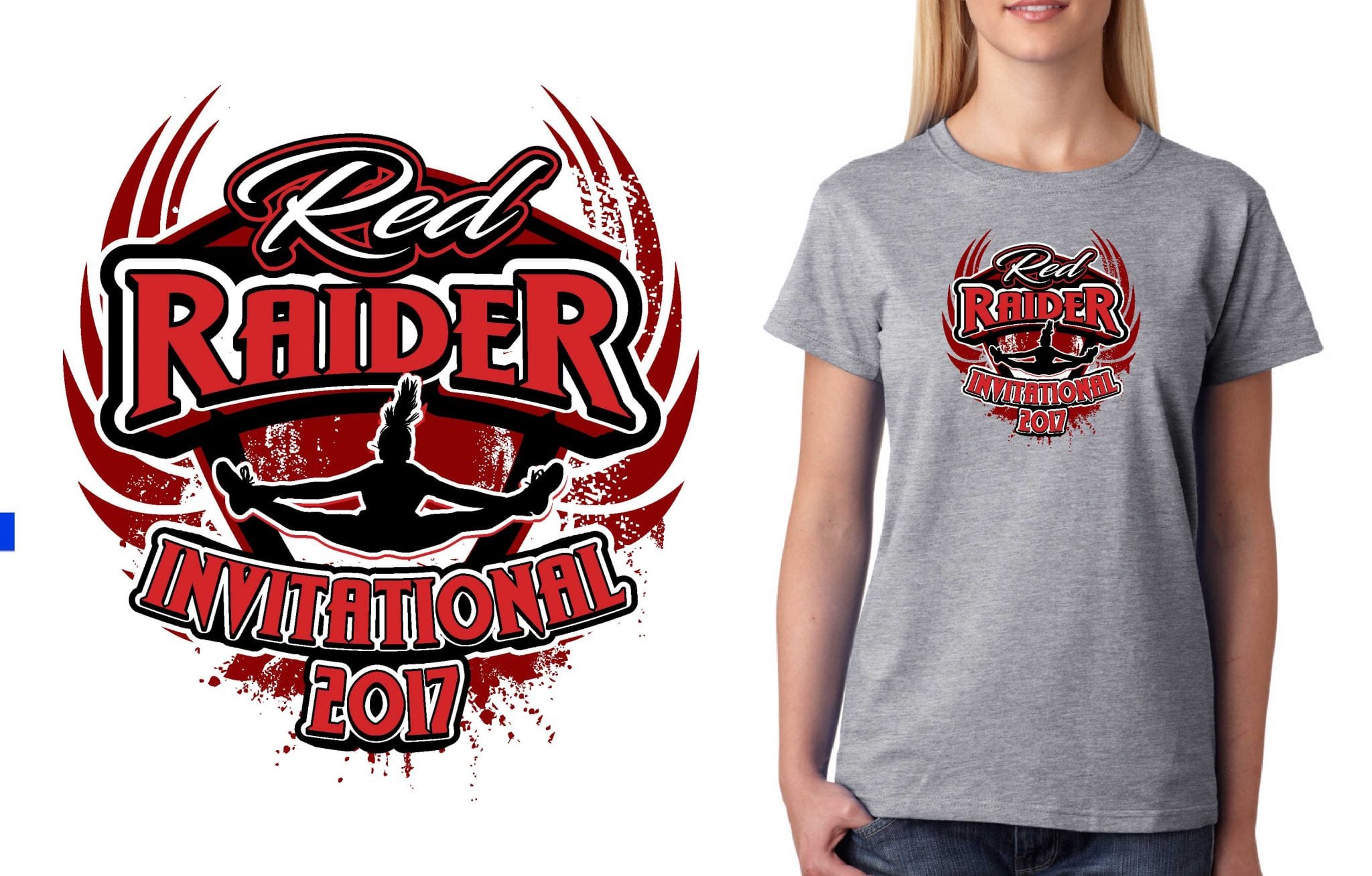 2017 Red Raider Invitational vector logo design for cheer t-shirt UrArtStudio