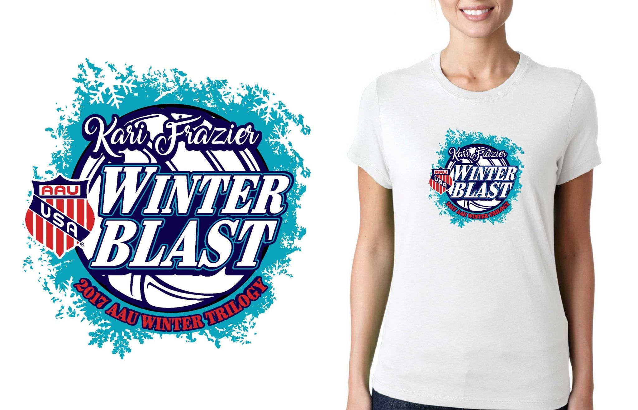 VOLLEYBALL LOGO for Kari Frazier Classic Volleyball Tournament for T-SHIRT UrArtStudio