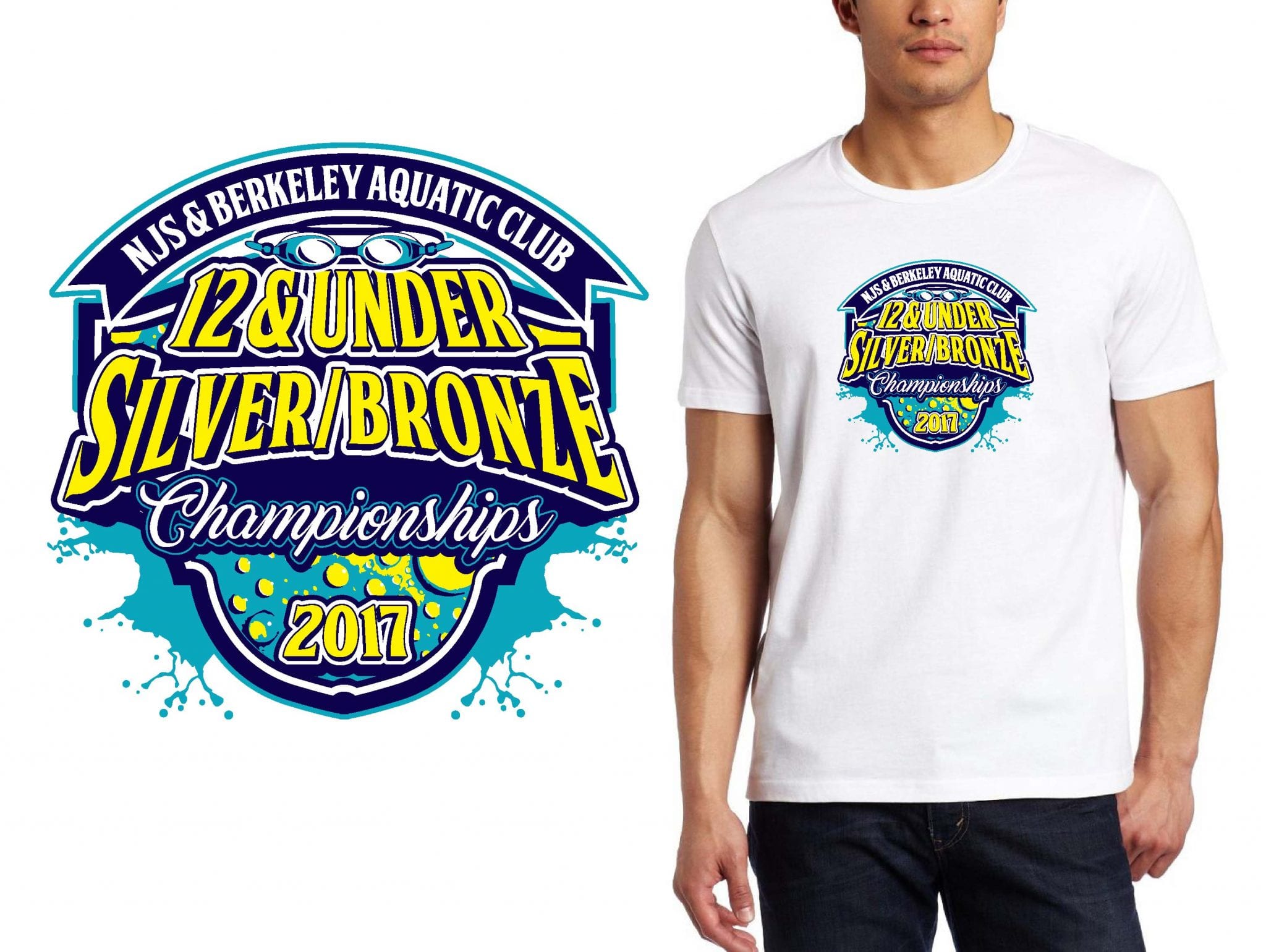 SWIMMING LOGO for NJS-Berkeley-Aquatic-Club-12-Under-Silver-Bronze-Championships T-SHIRT UrArtStudio