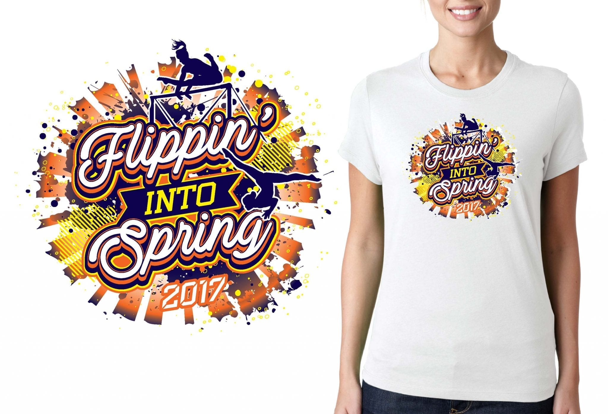 GYMNASTICS TSHIRT LOGO for Flippin-into-Spring BY UrArtStudio