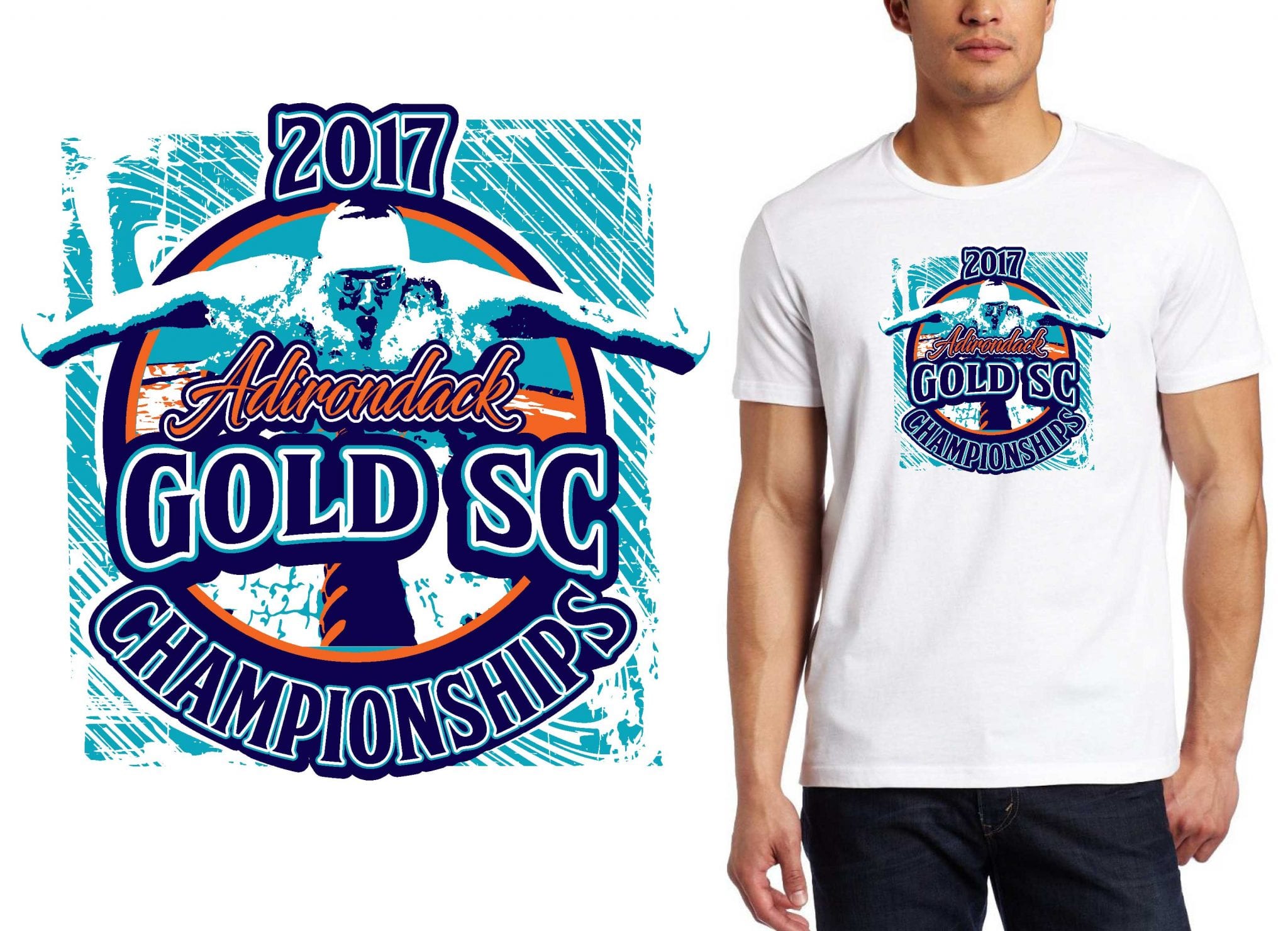 SWIMMING LOGO for AD Gold SC Championships DESIGN for SWIMMING T-SHIRT UrArtStudio