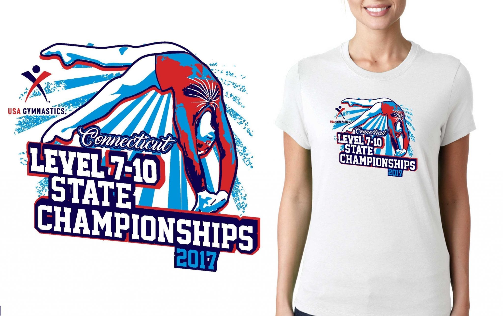 GYMNASTICS T SHIRT LOGO DESIGN CT-Level-7-10-State-Championship BY UrArtStudio