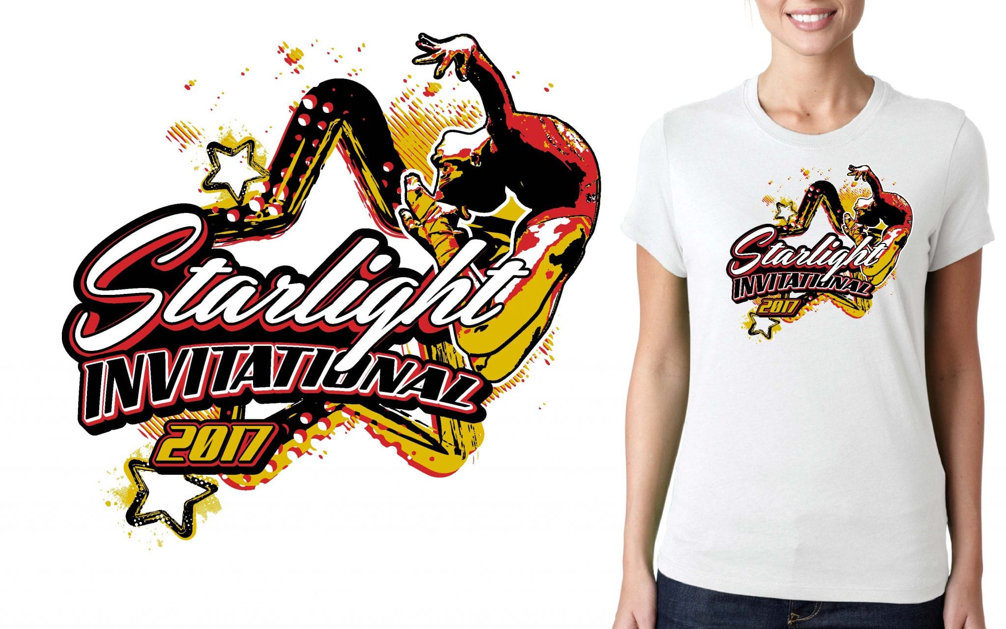 GYMNASTICS T SHIRT LOGO DESIGN Starlight-Invitational BY UrArtStudio