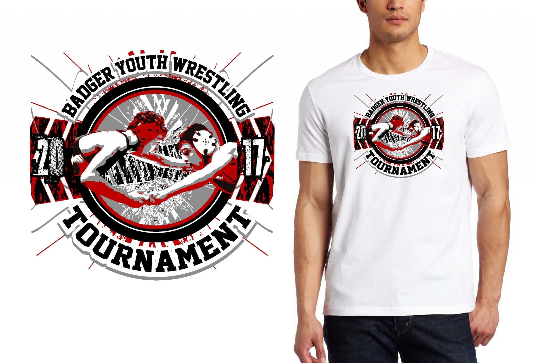 WRESTLING T SHIRT LOGO DESIGN Badger-Youth-Wrestling-Tournament BY UrArtStudio