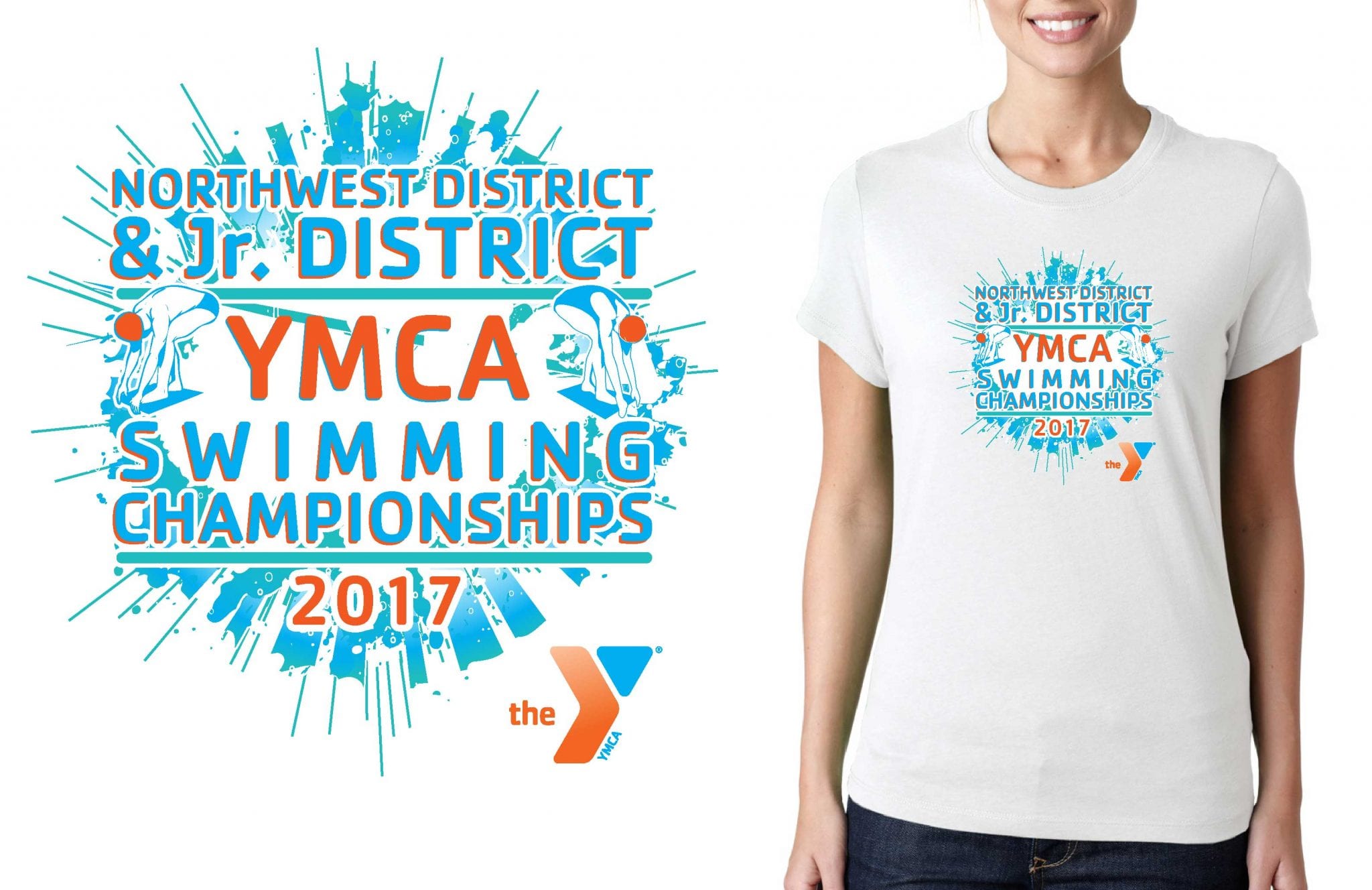 2017 Northwest District  Jr District YMCA Swimming Championships vector logo design for swimming t-shirt UrArtStudio