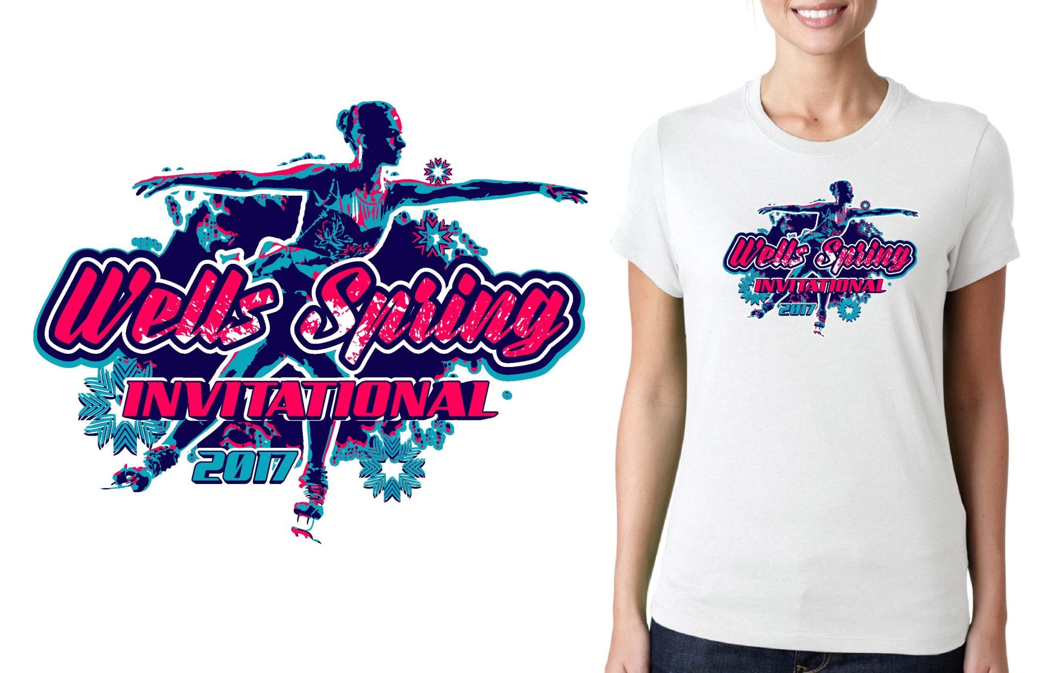 FIGURE SKATING TSHIRT LOGO DESIGN for 2017-Wells-Spring-Invitational BY UrArtStudio