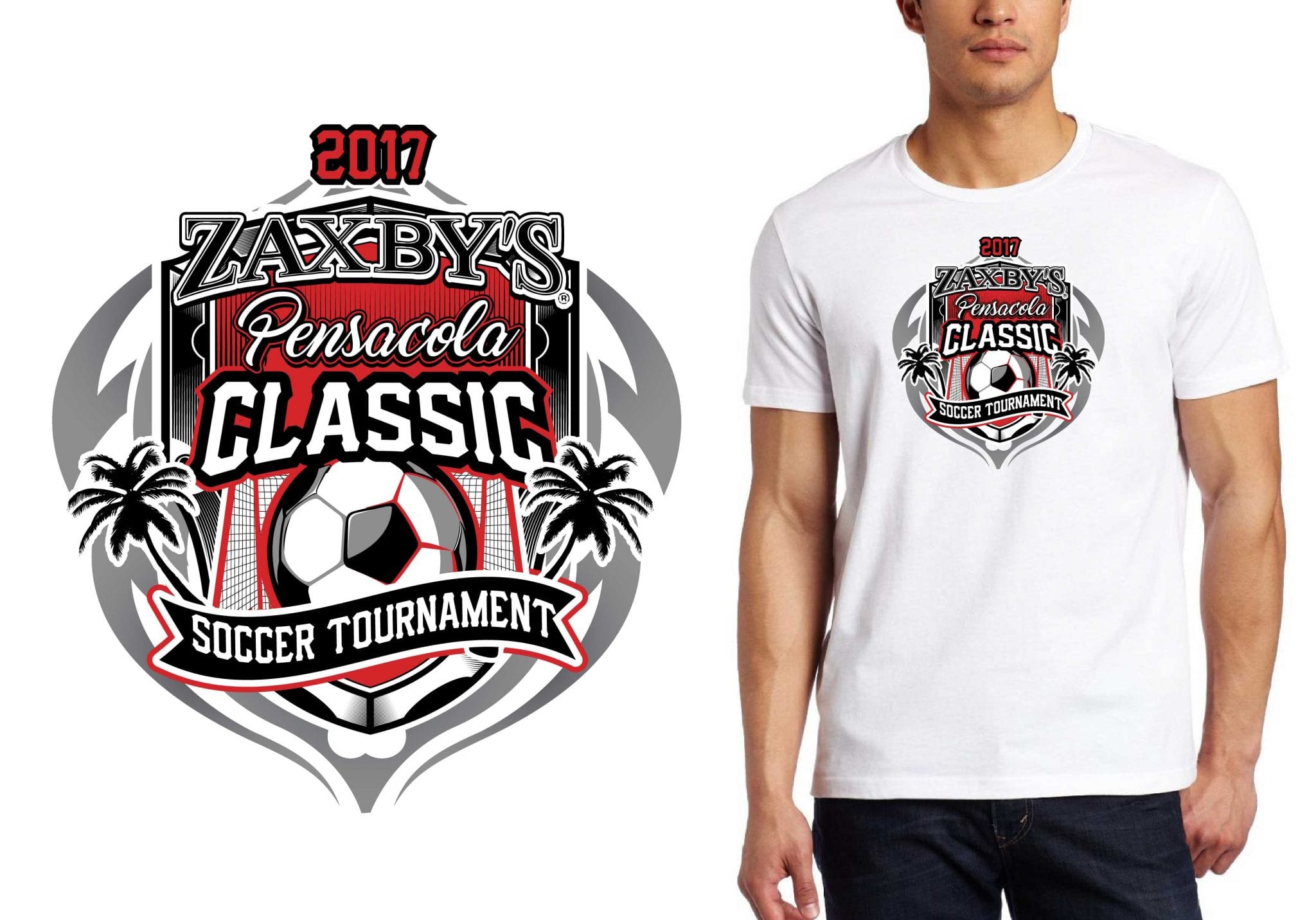 FRONT 2017 Zaxbys Pensacola Classic Soccer Tournament vector logo design for soccer t-shirt UrArtStudio