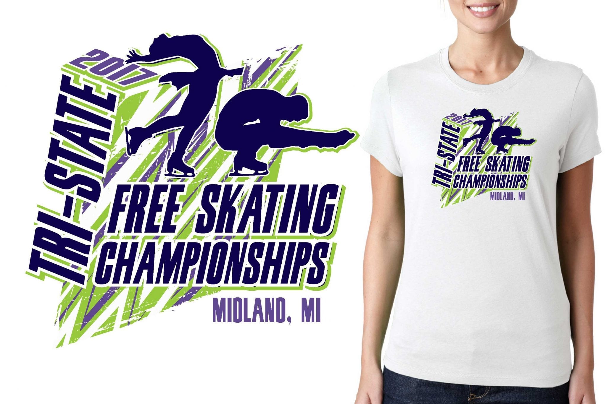 FIGURE SKATING LOGO for Tri-State-Free-Skating-Championships T-SHIRT UrArtStudio