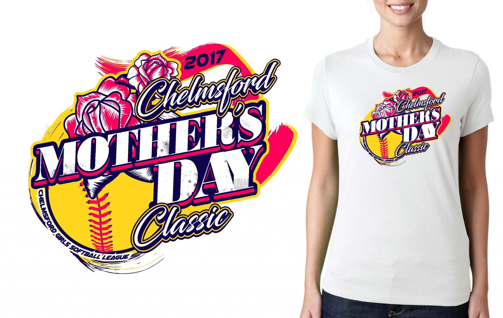 SOFTBALL LOGO for Chelmsford-Mothers-Day-Classic T-SHIRT UrArtStudio