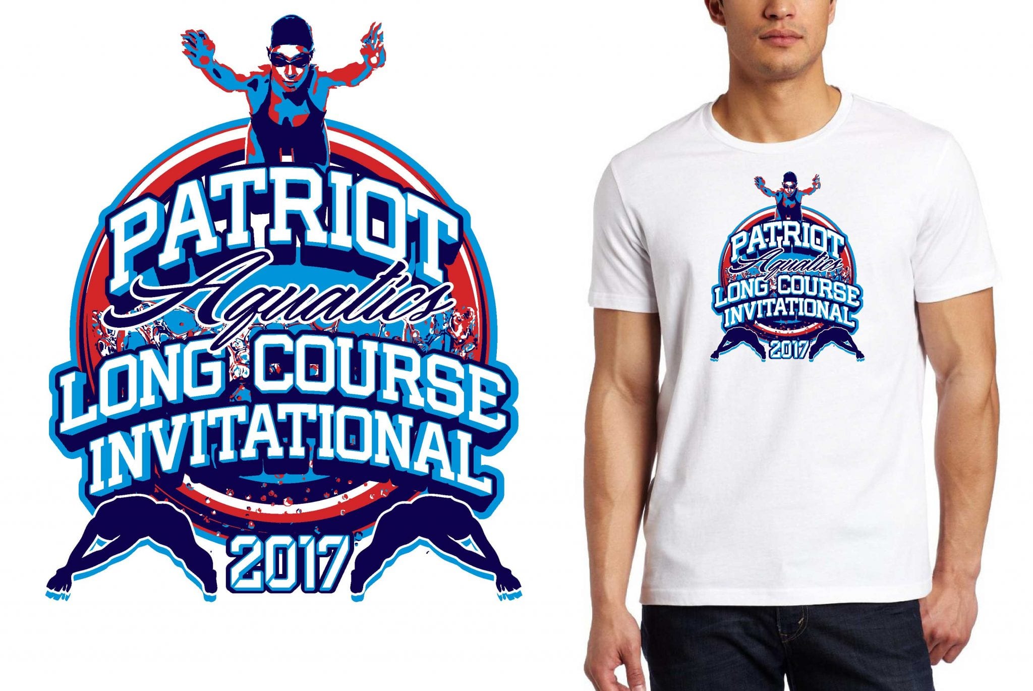 Swimming Logo for Patriot Aquatic Long Course Invitational design for cycling t-shirt UrArtStudio